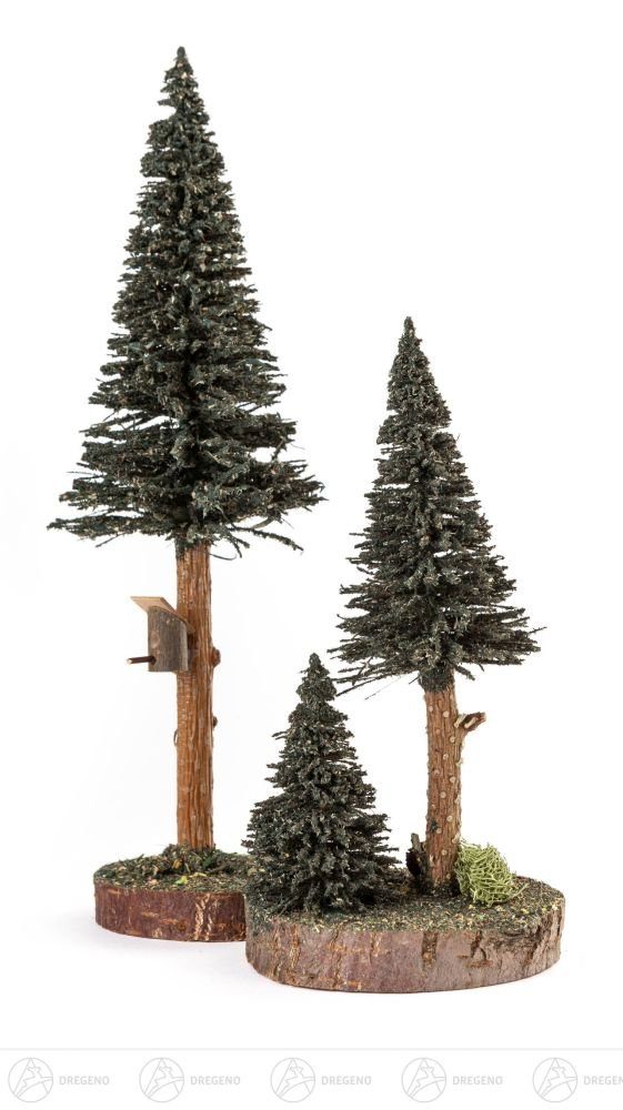 Vogelhaus Erzgebirge, Holzbäume Stamm mit 27 cm cm, NEU, ca Höhe Bäume Kunstbaum Höhe 27 mit Nadelbäume Dregeno grün