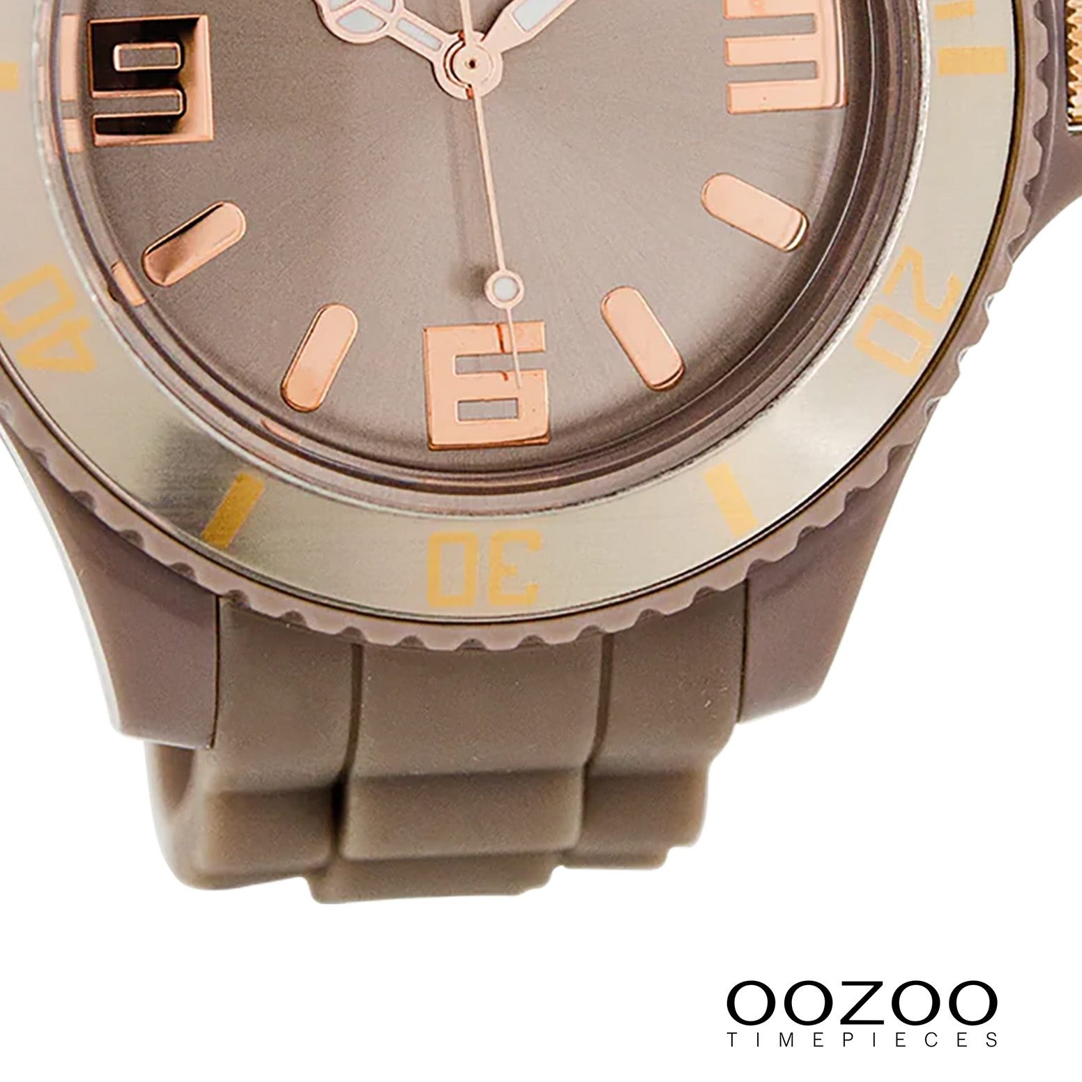 OOZOO Quarzuhr Oozoo Damen Armbanduhr Timepieces Analog, (Analoguhr), Damenuhr rund, extra groß (ca. 48mm) Silikonarmband, Fashion-Style