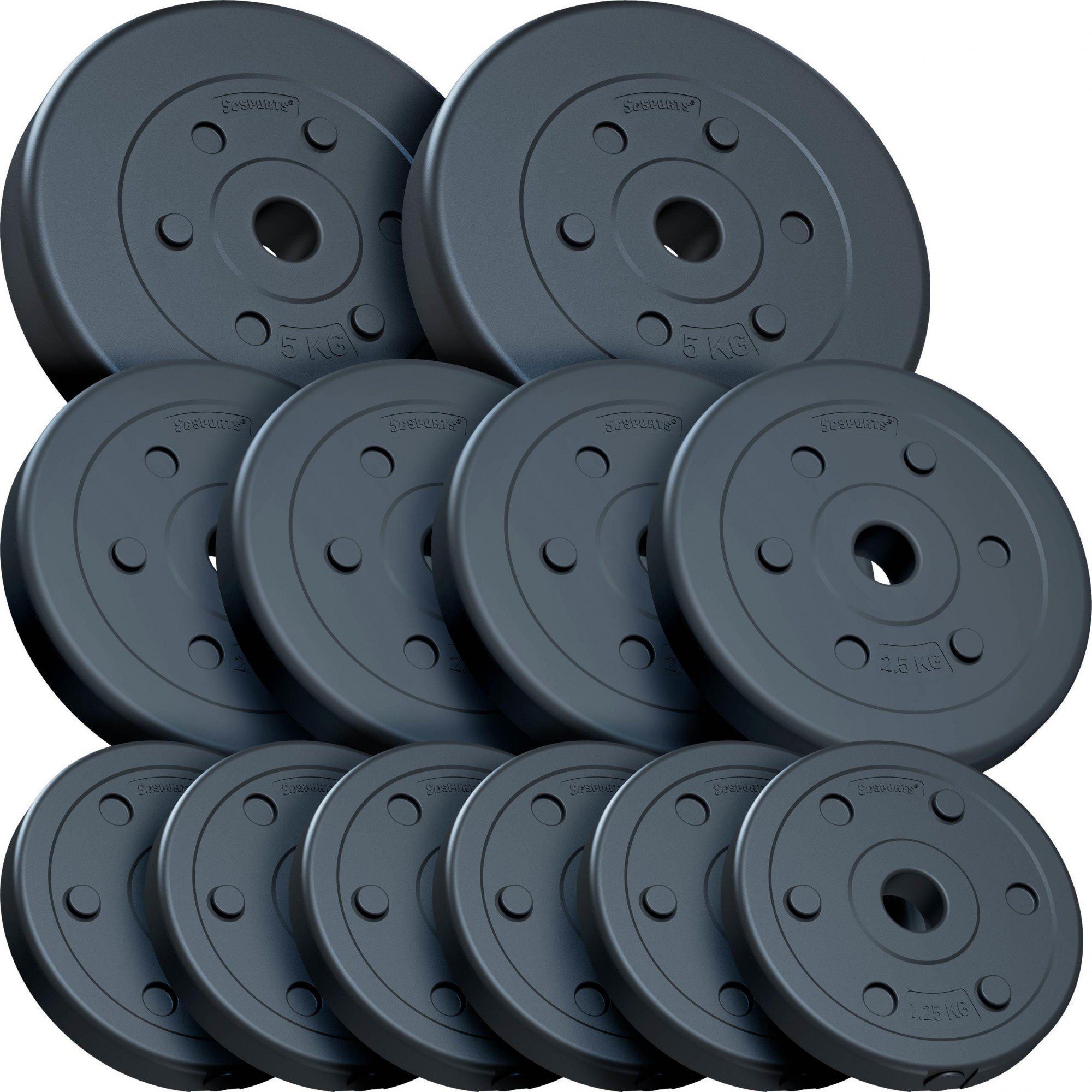 ScSPORTS® Hantelscheiben Set Ø 30mm Kunststoff Zement Gewichtsscheiben Gewichte