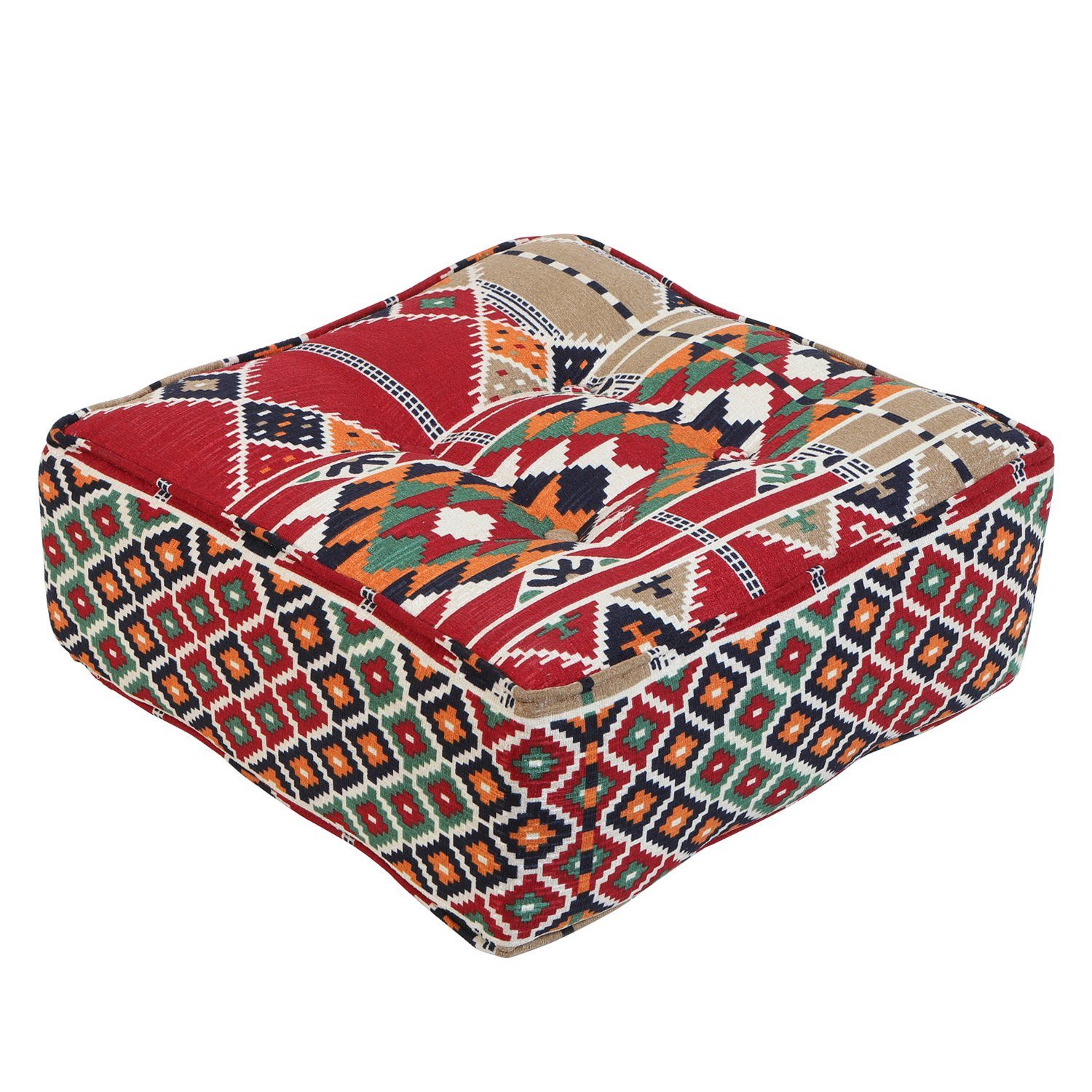 Casa Moro Pouf Orientalischer Sitzpouf, marokkanischer Sitzpouf Kelim aus Marrakesch, Sitzkissen Quadratisch