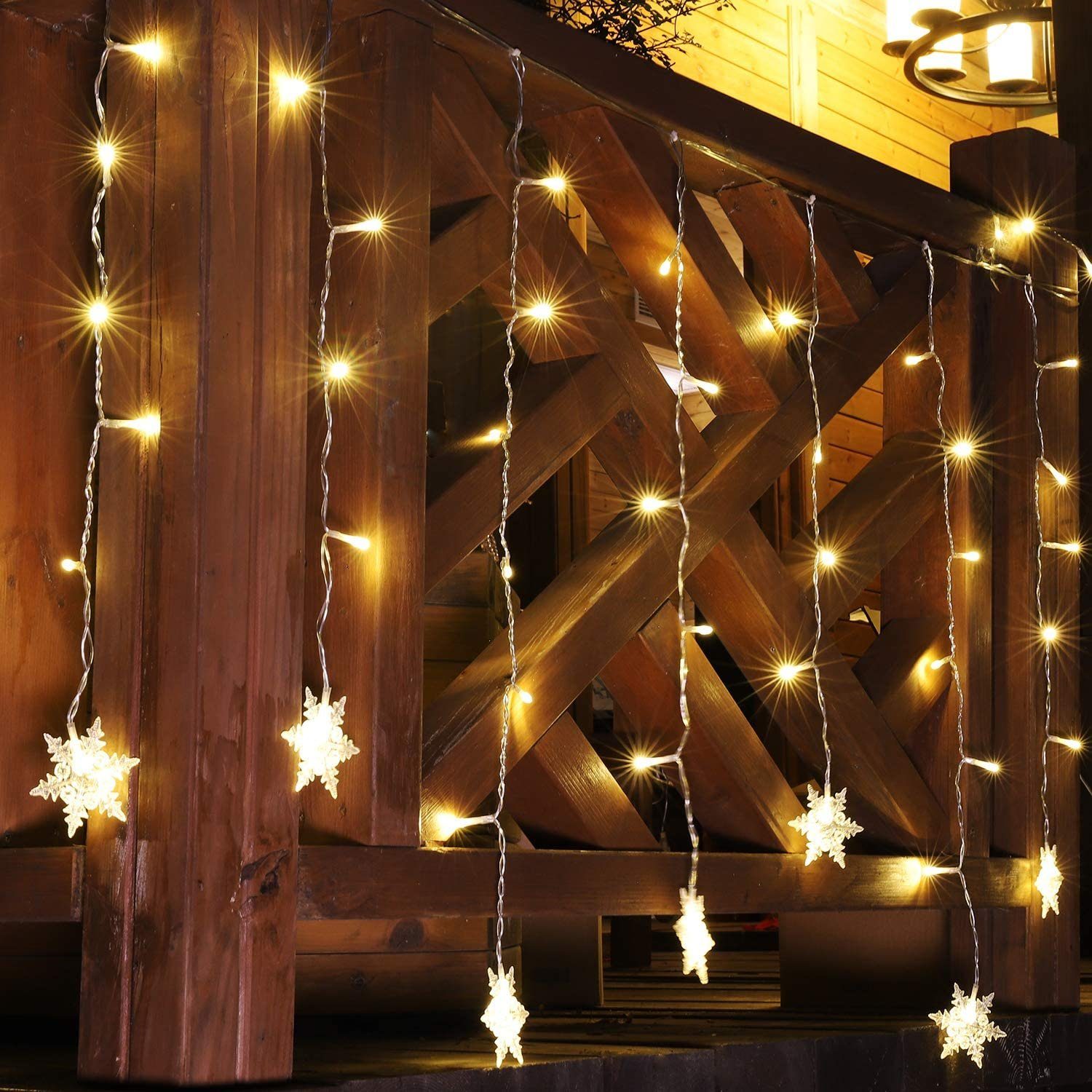 LED-Lichterkette 108 3m Salcar Lichtervorhang Weihnachten LED Schneeflocken