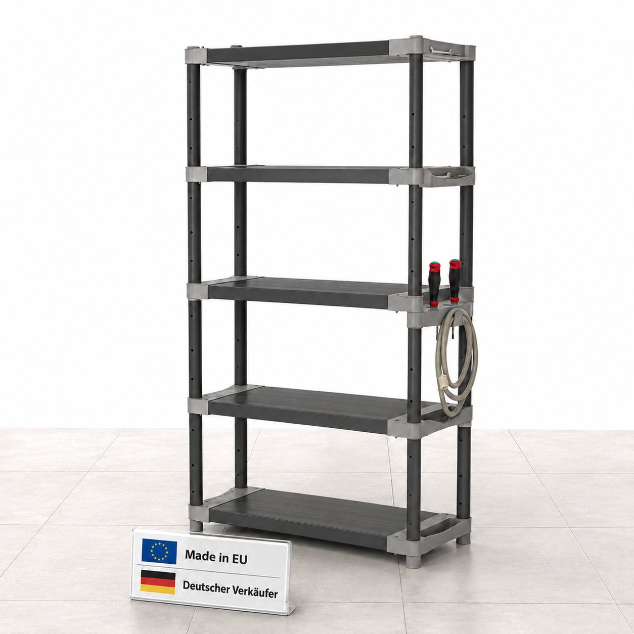 ONDIS24 Schwerlastregal Lagerregal Steckregal Kunststoffregal Qualipro 175 cm hoch, je 5 Böden bis gesamt 600/750 kg belastbar, mit Halterungen