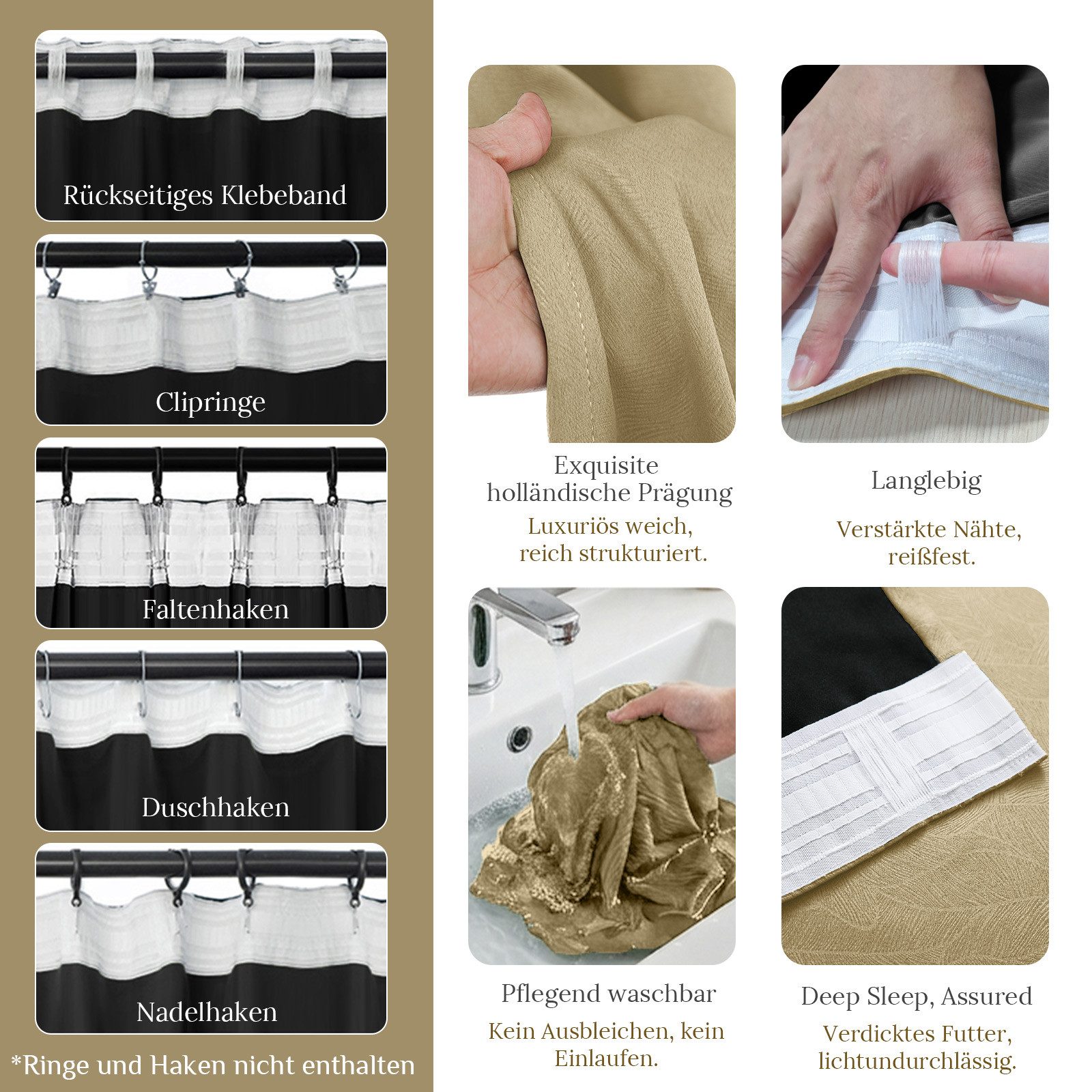 Lapamax Verdunkelungsvorhang Blumenvorhang Kräuselband Blickdicht Vorhang, Thermo Hitzeschutz (2 St), Multifunktionsband, verdunkelnd, Polyester, für Wohnzimmer – Bild 5 von 5