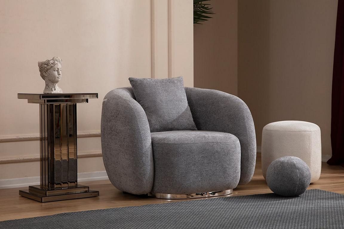 Sessel Eleganter Lounge Sessel in Grau mit hochwertiger Polsterung