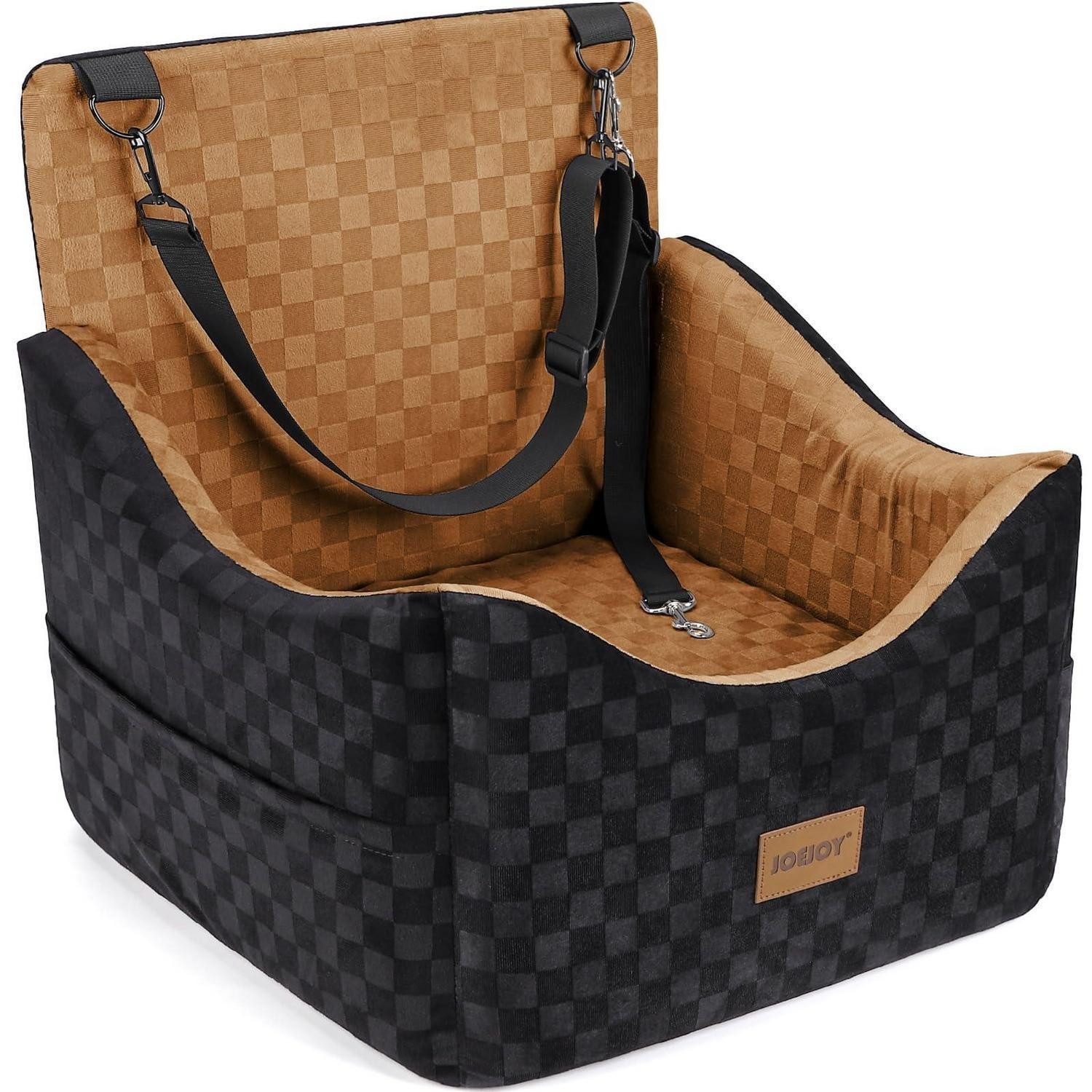 LuxusKollektion Hunde-Autositz Hundeautositz Sitzerhöhung Memoryschaum Taschen Rückbank Braun