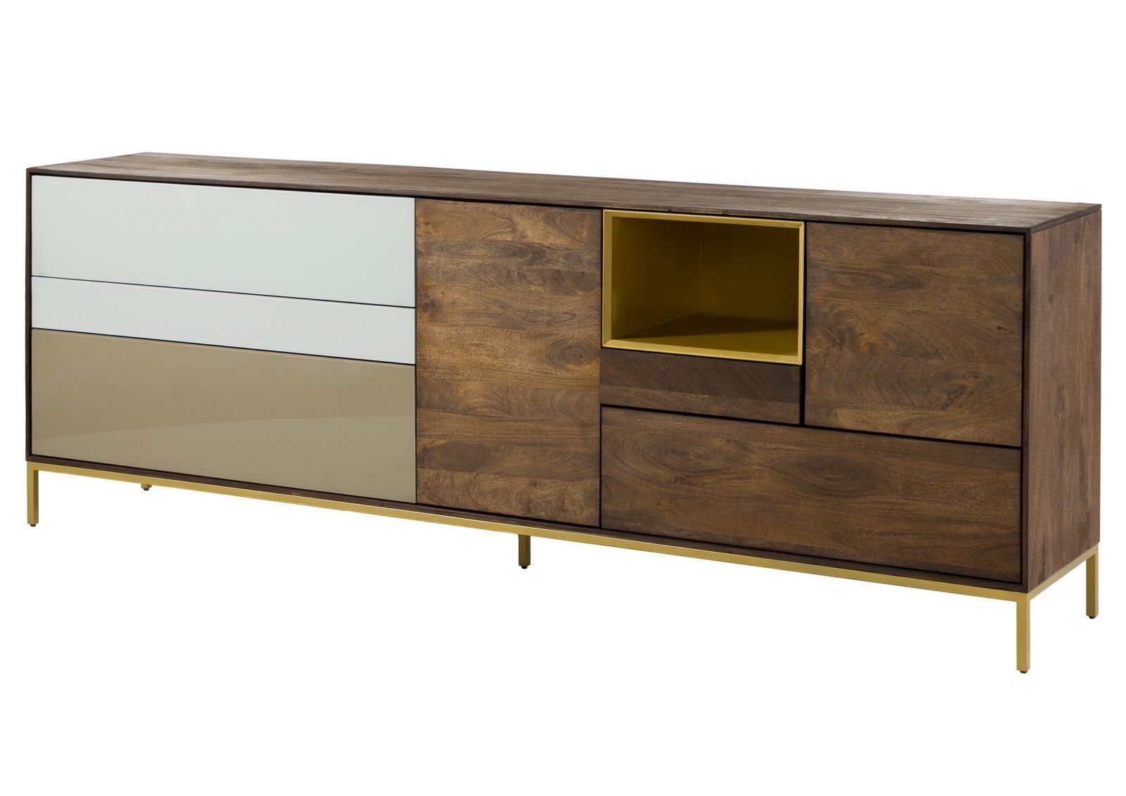 Massivmoebel24 Sideboard (Massivholz), Sideboard Mango 240x45x85 braun geölt CHICAGO #106