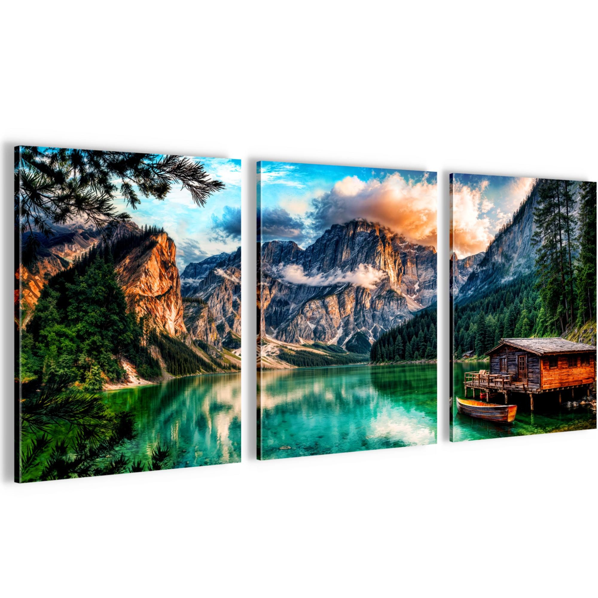 Novart Wandbild Wandbilder Boho Wohnzimmer Schlafzimmer Landhaus Deko, See