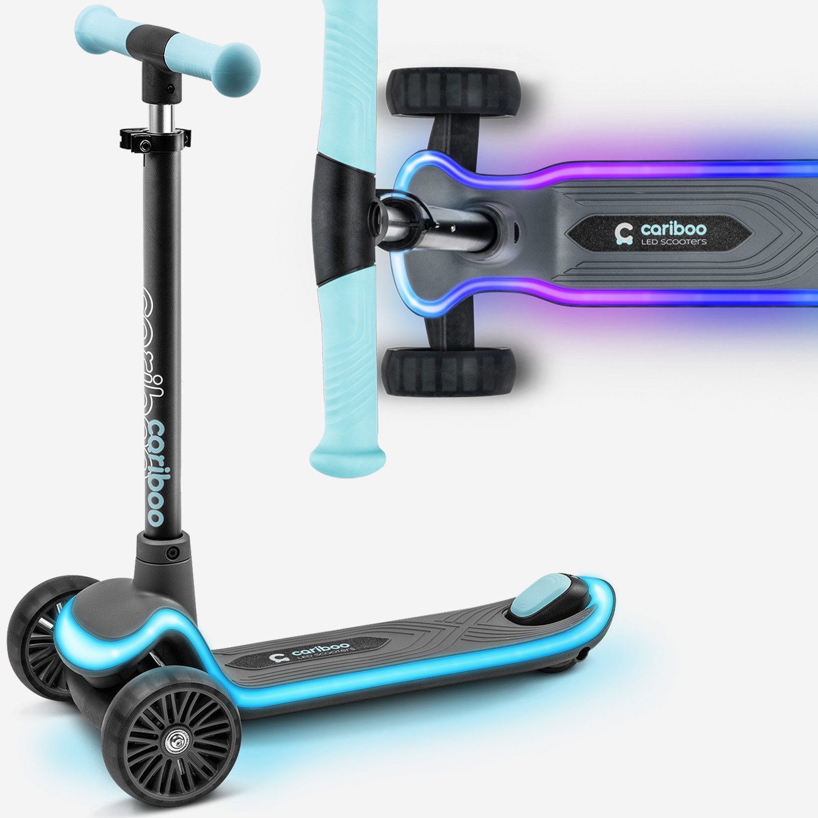 Cariboo Tretroller Dreirad-Kinderroller CARIBOO LEDSTAR leuchtendes LED-Deck 11 Modi