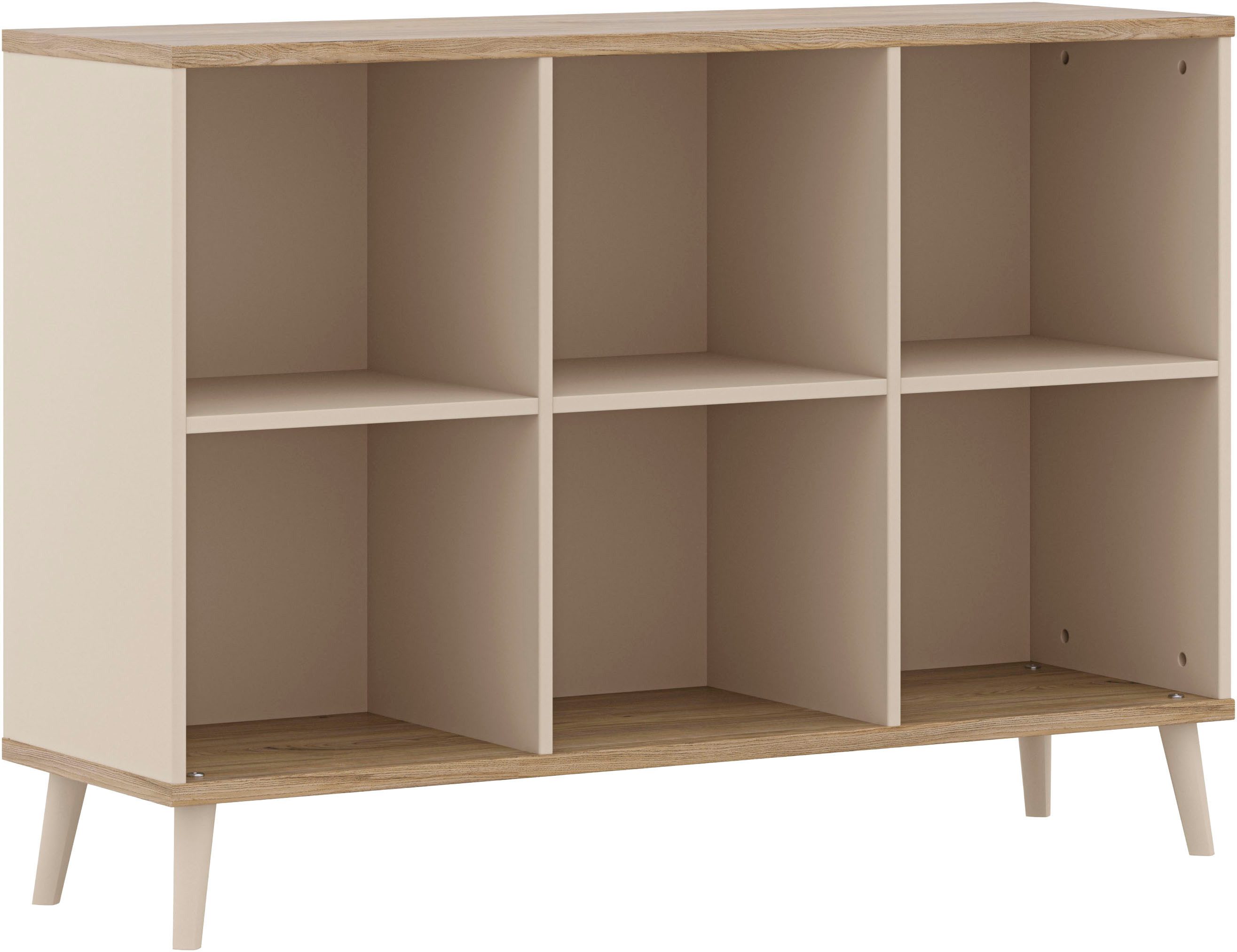 YUNY by PAIDI Sideboard HAZEL in Beige, 6 offene Fächer (B/H/T ca. 123/87/38 cm), modernes & stabiles Regal aus Holz, offenes Standregal