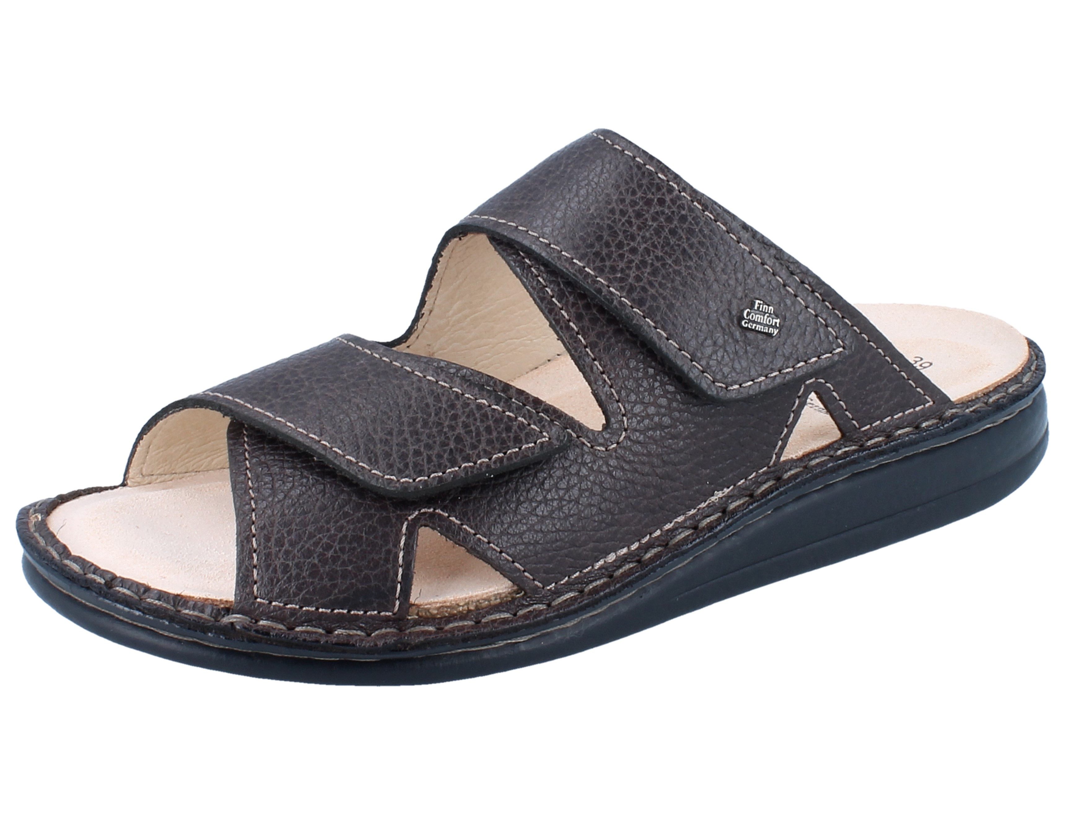 Finn Comfort FINN COMFORT Danzig Soft Herren Pantoletten braun Glattleder - Größe: Hausschuh Wechselfußbett