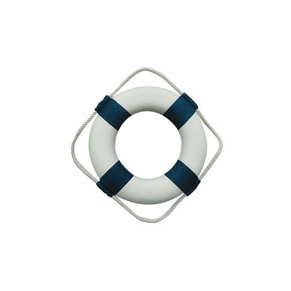 Linoows Dekoobjekt Rettungsring, Seenot Ring, maritime Deko Blau/Weiß Ø 14 cm, mit Stoffbezug