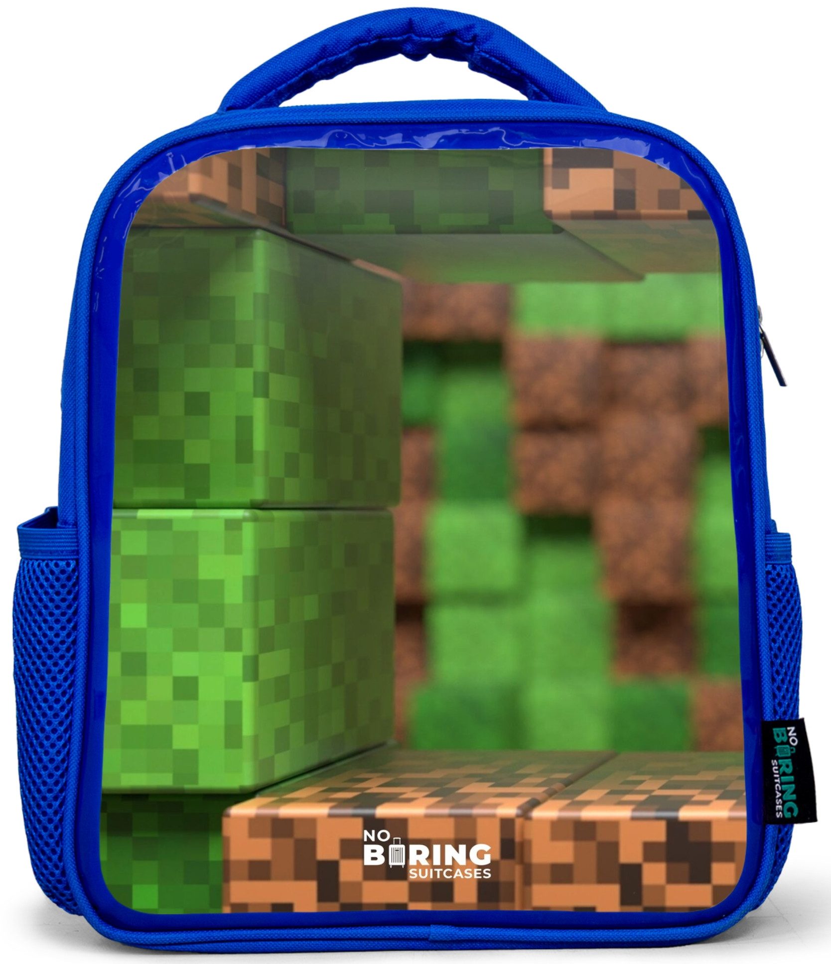 Rucksack Blau - Nahaufnahme mit verpixelten Blöcken