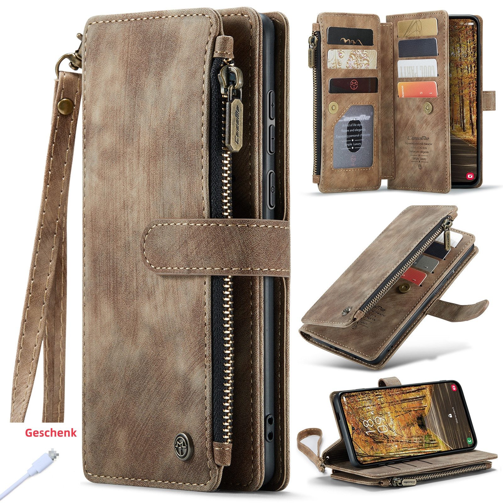 Innocase Handyhülle Magsafe Leder Geldbörse Hülle Tasche Case Cover für Samsung S Modelle