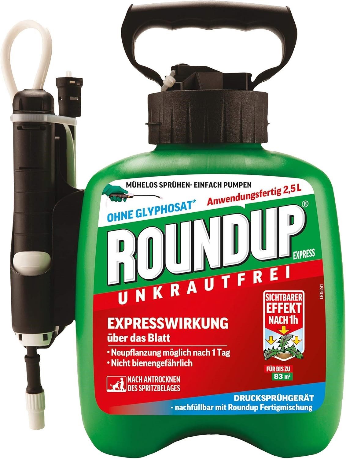 ROUNDUP Unkrautbekämpfungsmittel Roundup Express Unkrautfrei Drucksprüher 2,5L Anwendungsfertig