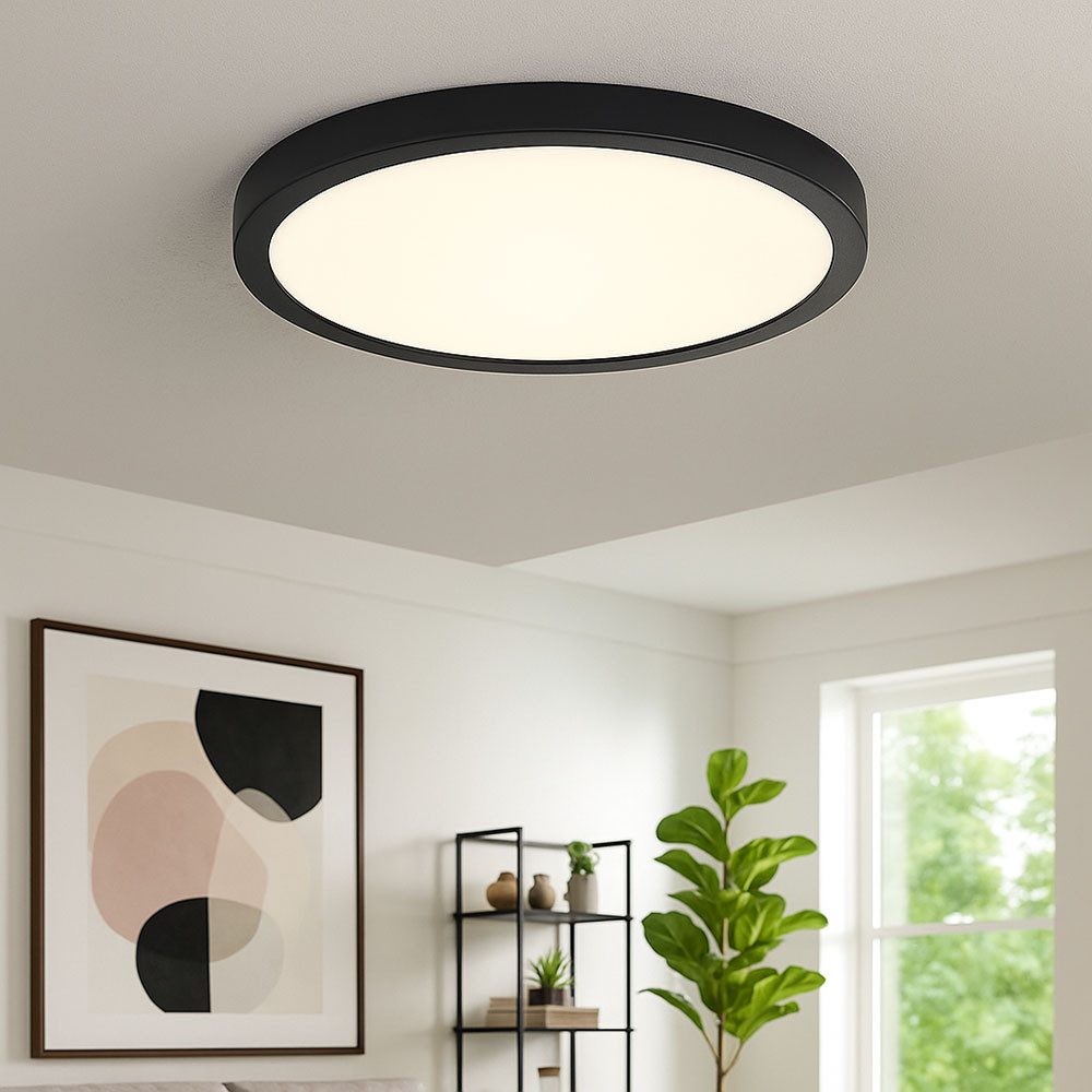 Briloner Leuchten LED Deckenleuchte, LED-Leuchtmittel fest verbaut, Neutralweiß, Deckenlampe Aufbauleuchte LED schwarz neutralweiß rund D 40 cm