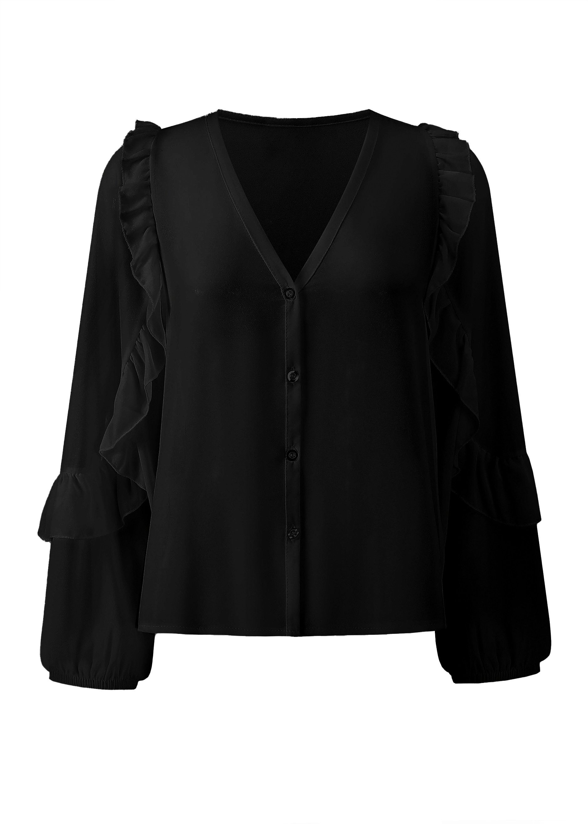 SASSYCLASSY Langarmbluse Langarm Chiffon Bluse Damen günstig online kaufen