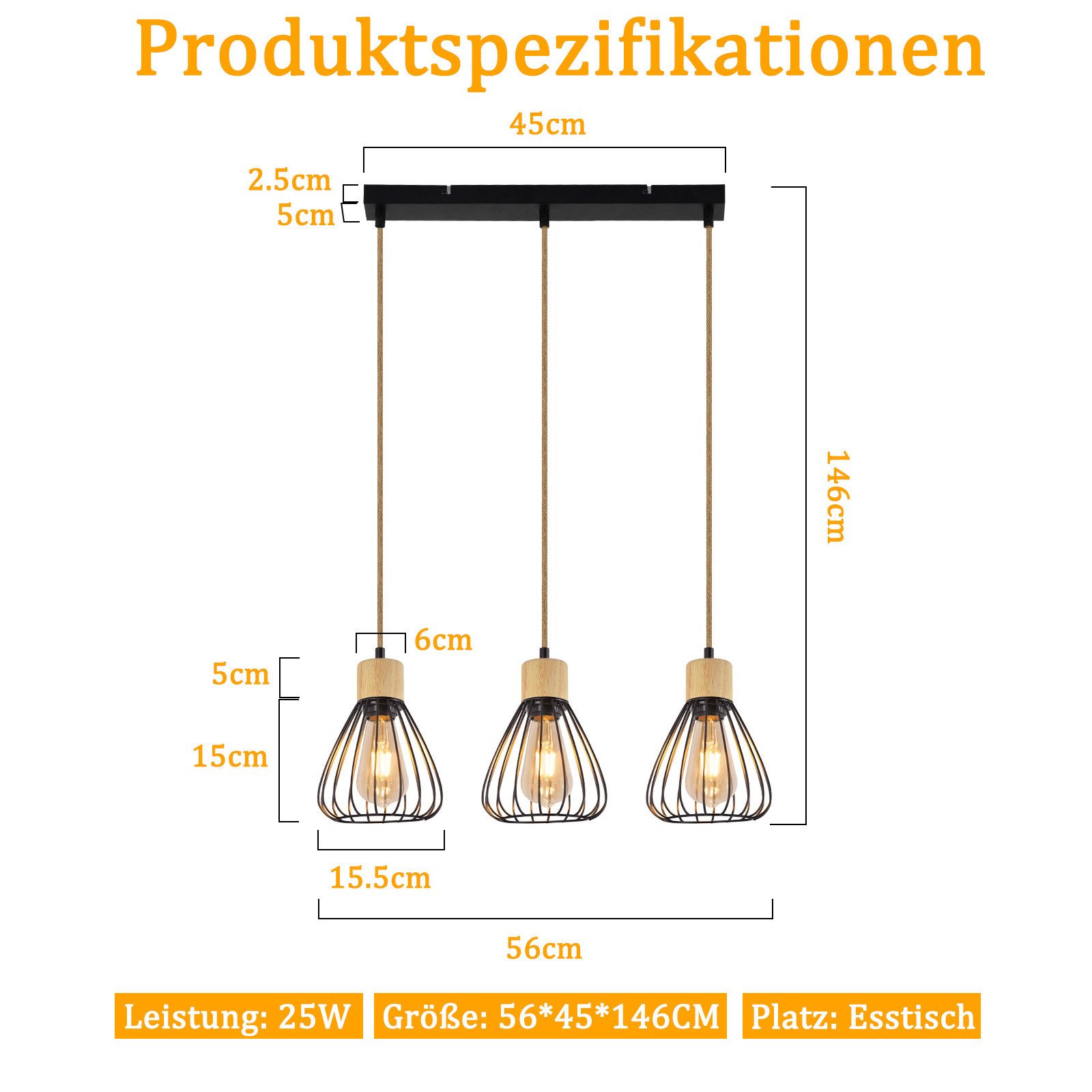 ZMH Pendelleuchte Esszimmer Schwarz Retro Hanfseil günstig online kaufen