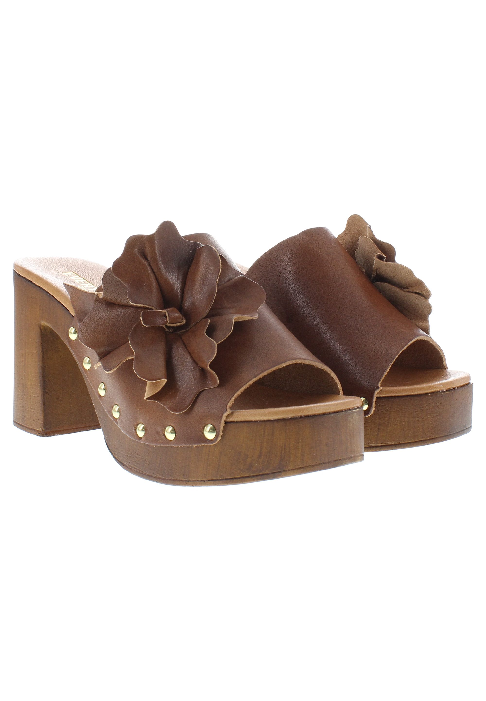 Everybody MARCELLA - Retro Plateau-Pantolette mit Lederblume Pantolette