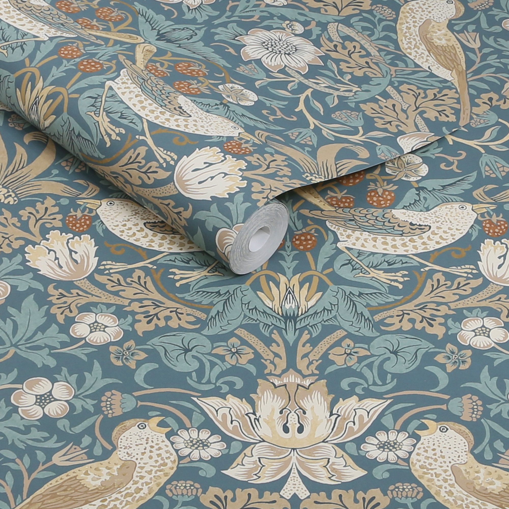 WILLIAM MORRIS AT HOME Vliestapete Strawberry Thief, glatt, Motiv, (1 St), Design Tapeten