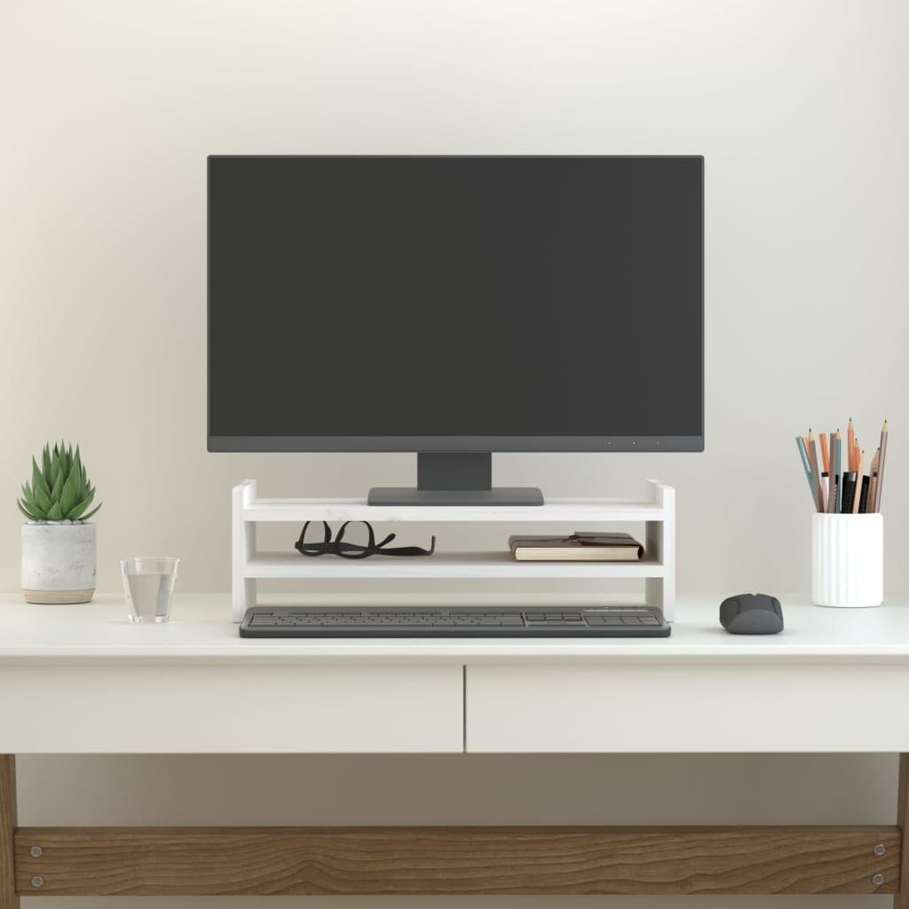 Monitorständer Weiß vidaXL 50x27x15 cm Kiefer Monitorständer Massivholz