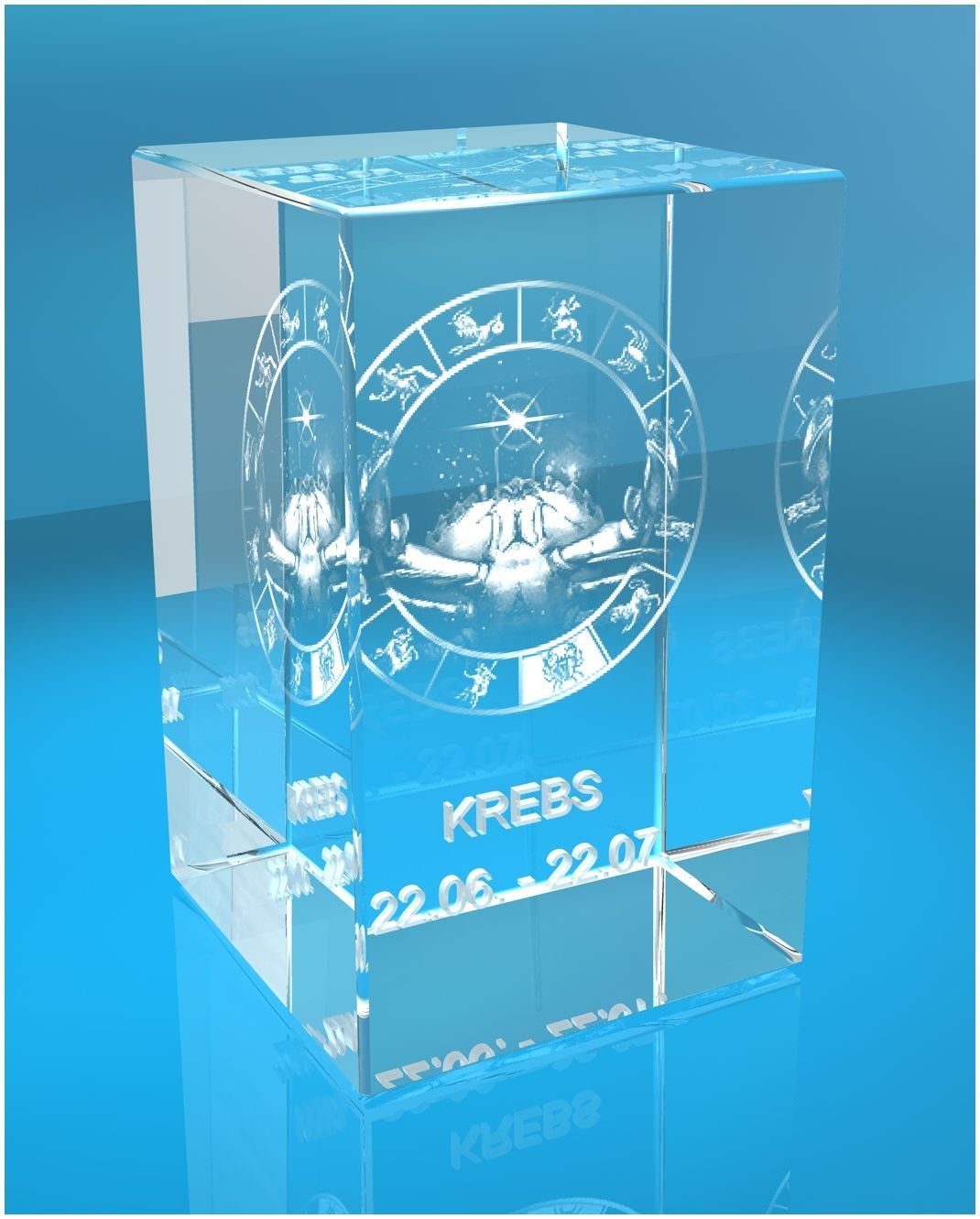 Dekofigur 3D Glasquader Motiv: Sternzeichen Krebs, günstig online kaufen