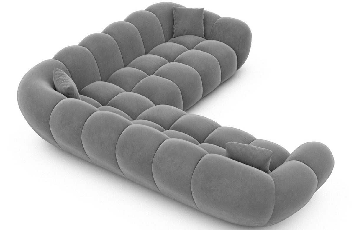 Sofa Dreams Ecksofa Maleron L Form Polstersofa, Design, 4-Sitzer, Loungesofa, Samtstoff Bezug in Dunkelgrau
