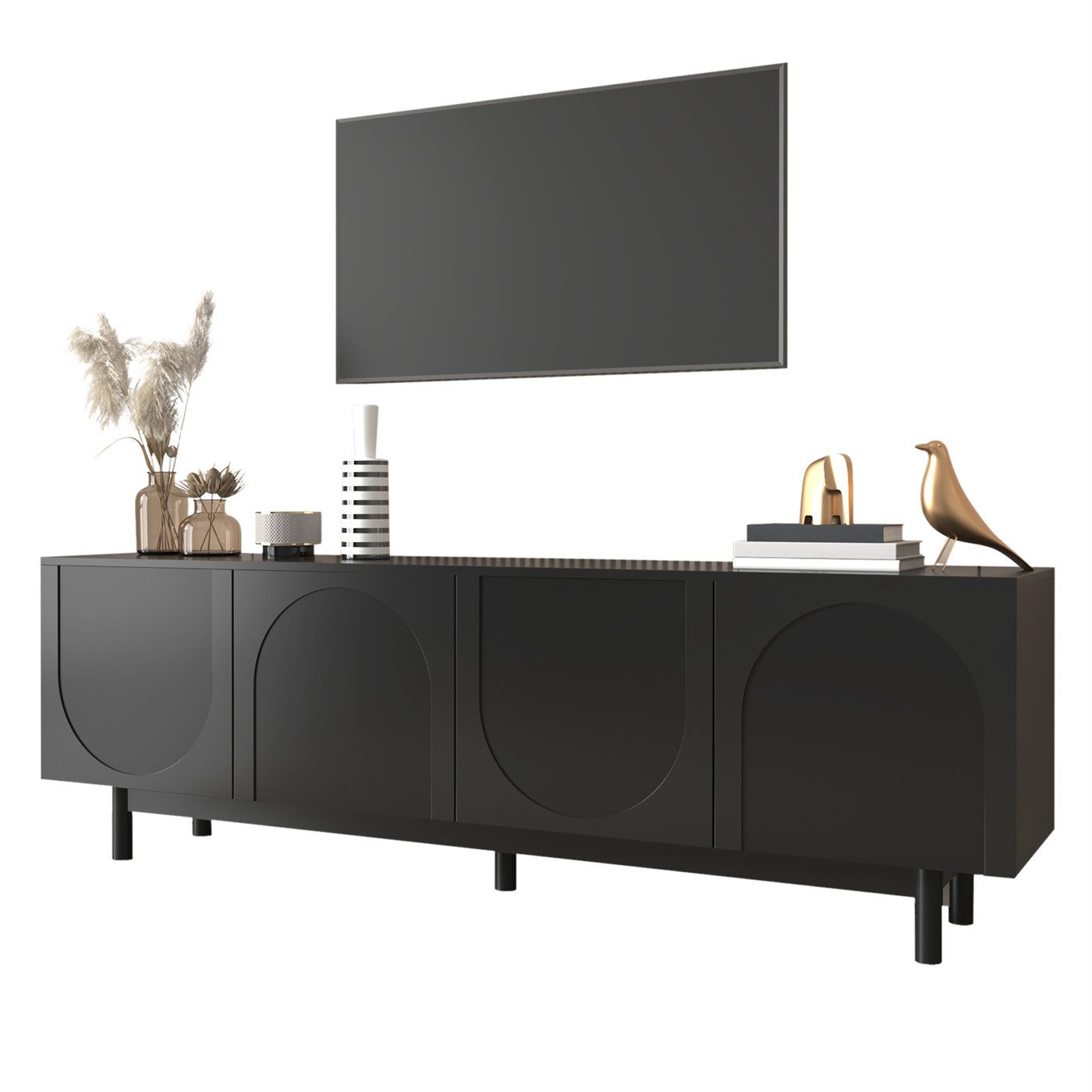 autolock TV-Schrank Moderner schwarzer TV-Schrank–175x38x56cm, TV-Möbel günstig online kaufen