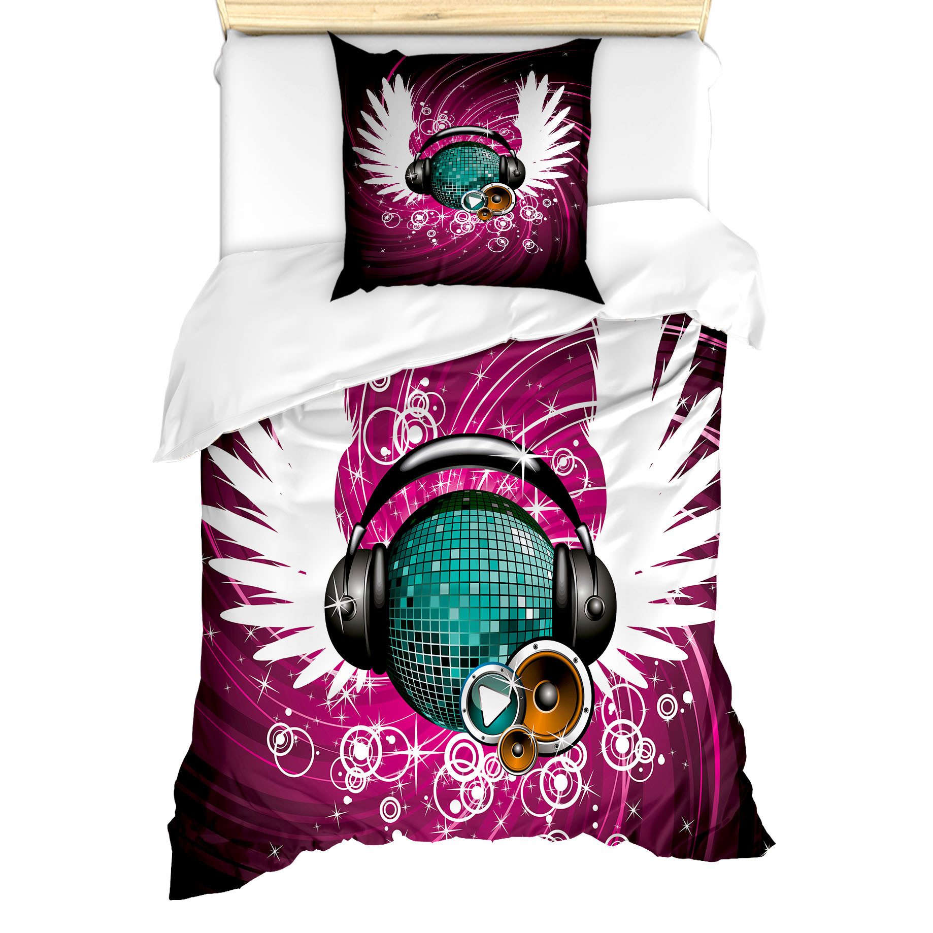 Abakuhaus Постельное белье Milbensicher Всеrgiker geeignet mit Kissenbezug, Microfaser, Popstar-Party Disco-Kugel-Musik