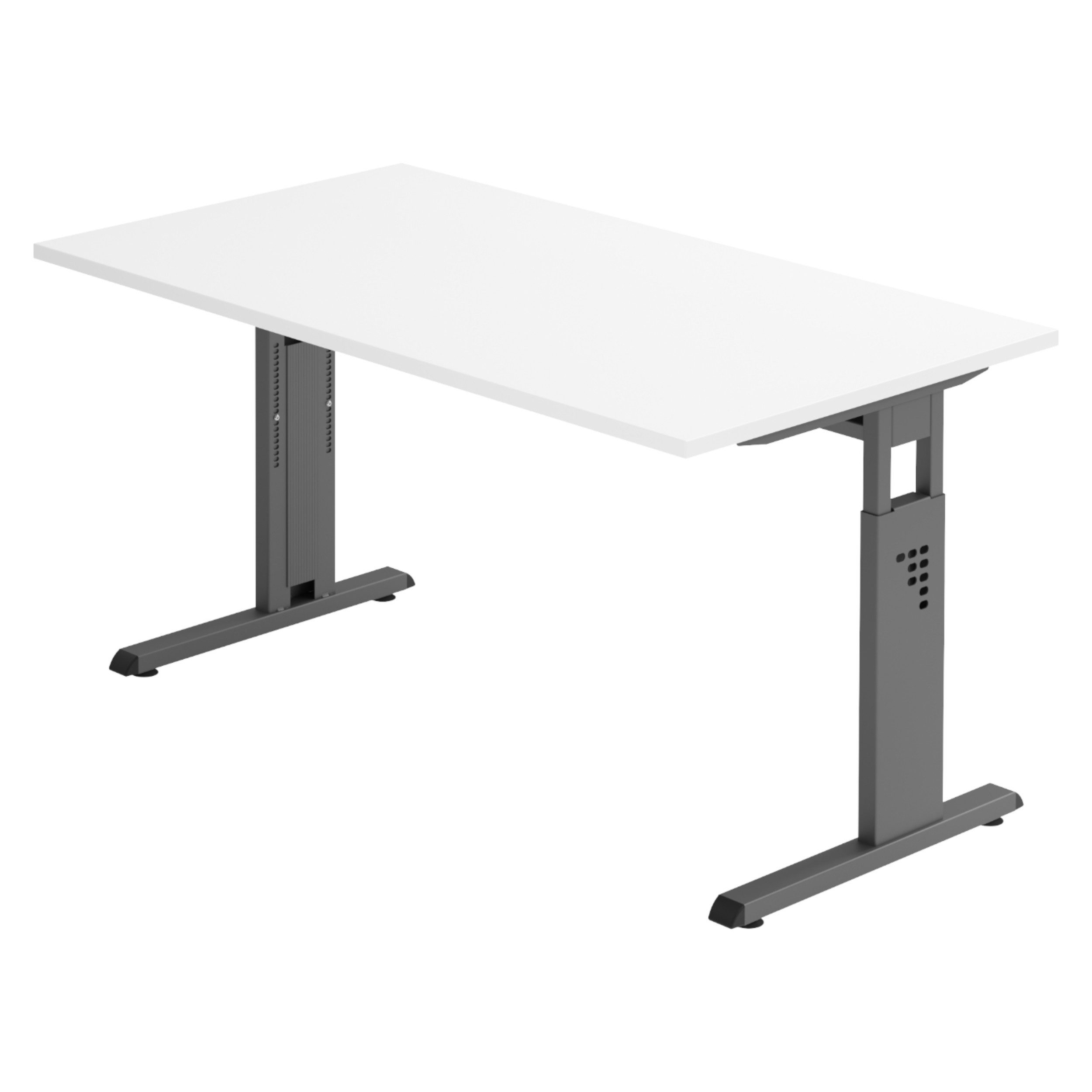 bümö Schreibtisch bümö Schreibtisch Serie-O, Rechteck: 140 x 80 cm - Dekor: Weiß - Gestell: Graphit