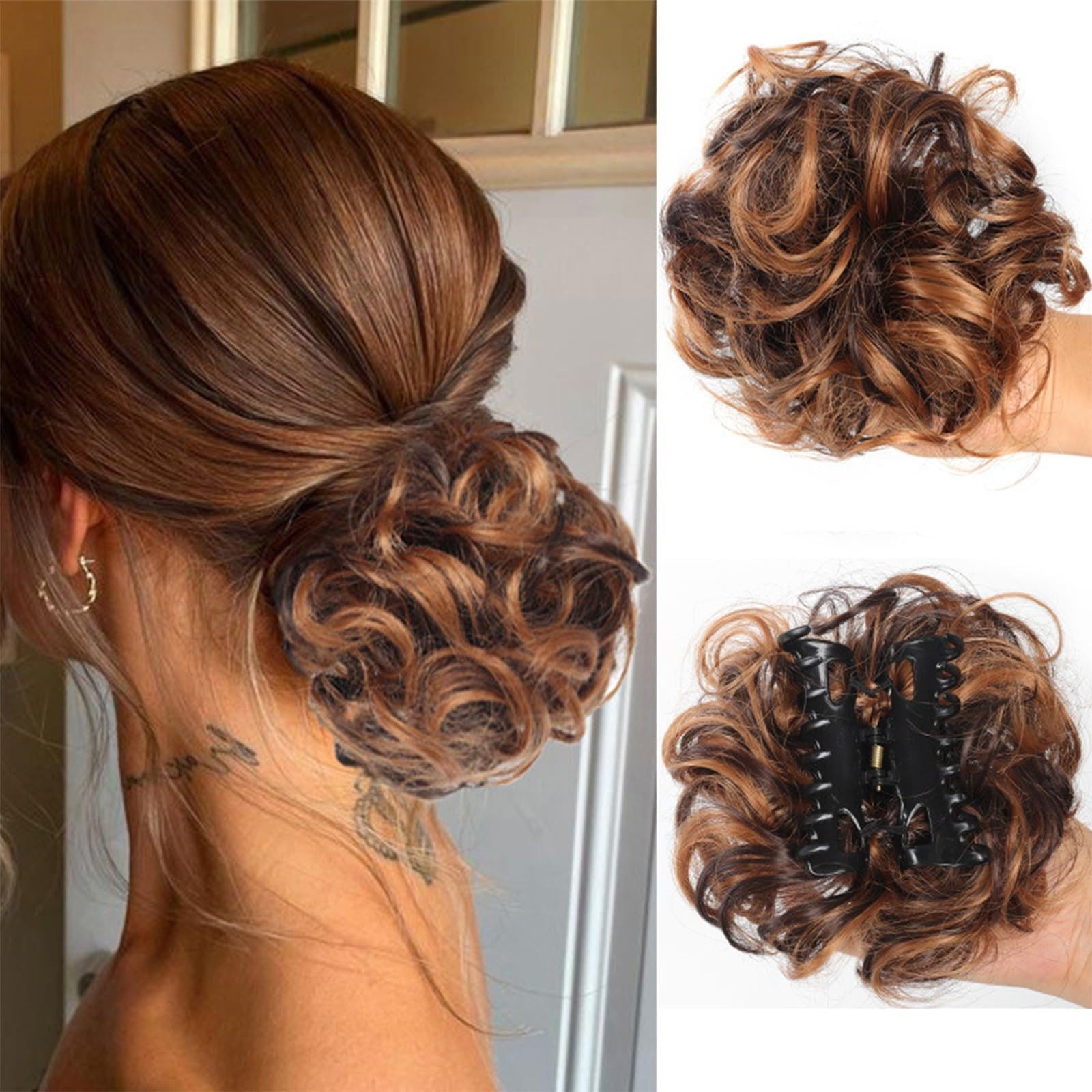 Kunsthaar-Extension Kunsthaar-Extension Dutt Haarteil mit Klammer Haarteil Curly Hair Clip