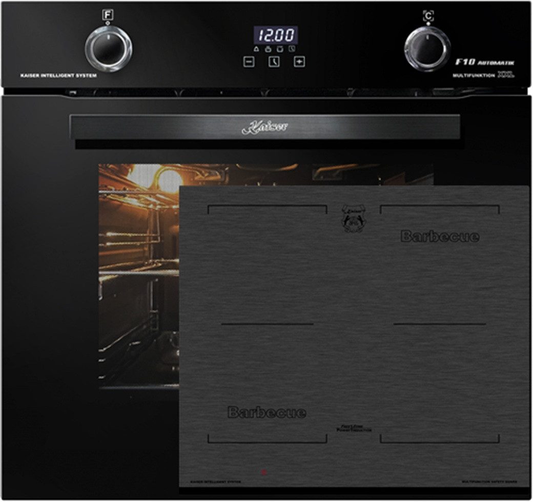 Kaiser Küchengeräte Backofen-Set Herd Set Autark Elektro Backofen, Autark, 79L, Drehspieß, Einbau Backofen,10Funktionen mit Induktions-Kochfeld, Autark Herd Power Booster 60 cm Barbecue EH 6367+KCT 6700 FI, mit 1-fach-Teleskopauszug