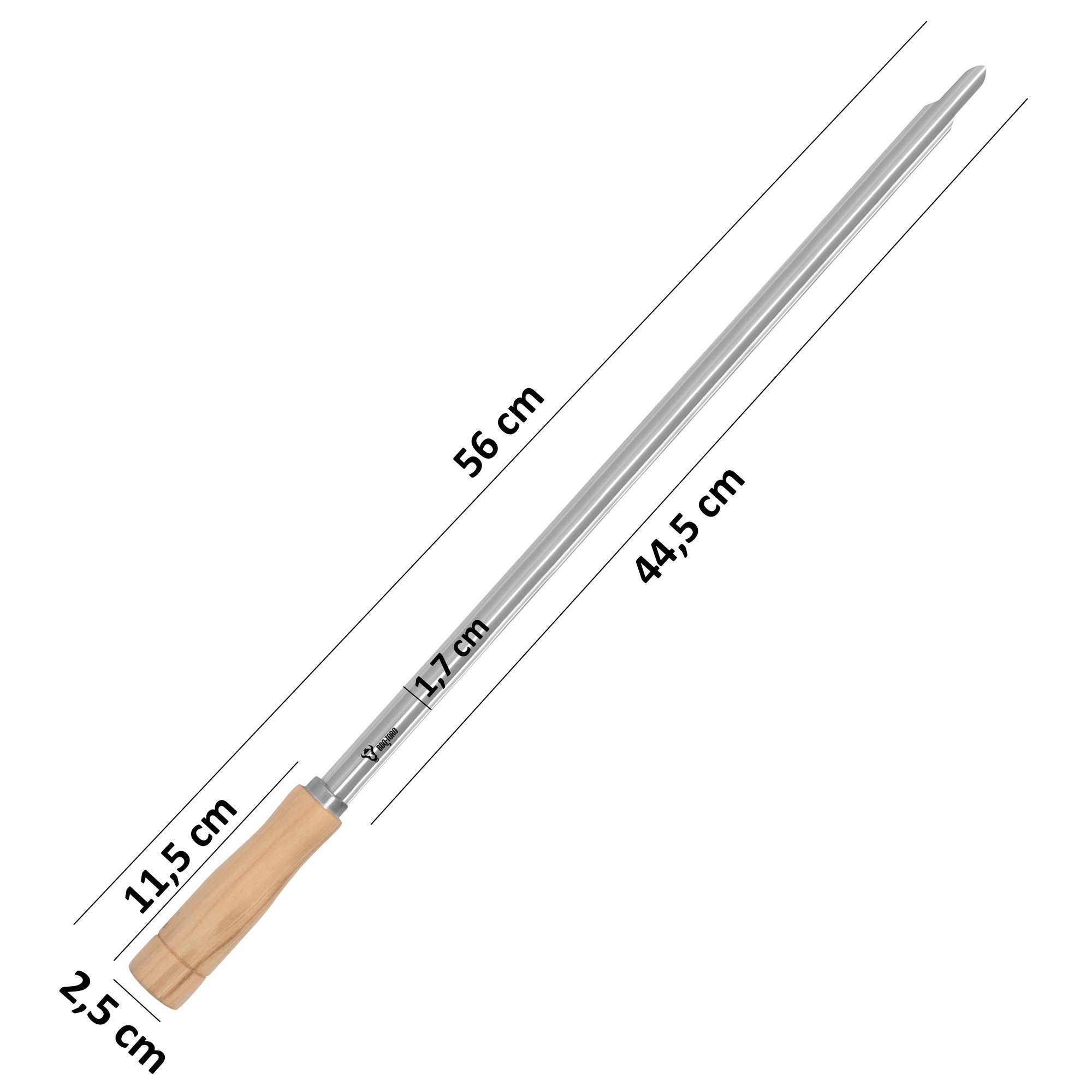 BBQ-Toro Grillspieß Edelstahl Grillspieße mit Holzgriff (10 Stück), 56 cm, Churrasco (Set, 10-St., 10 Stück), Halter mit Grillspießen, für z.B. Schaschlik, Gemüse, aus Edelstahl