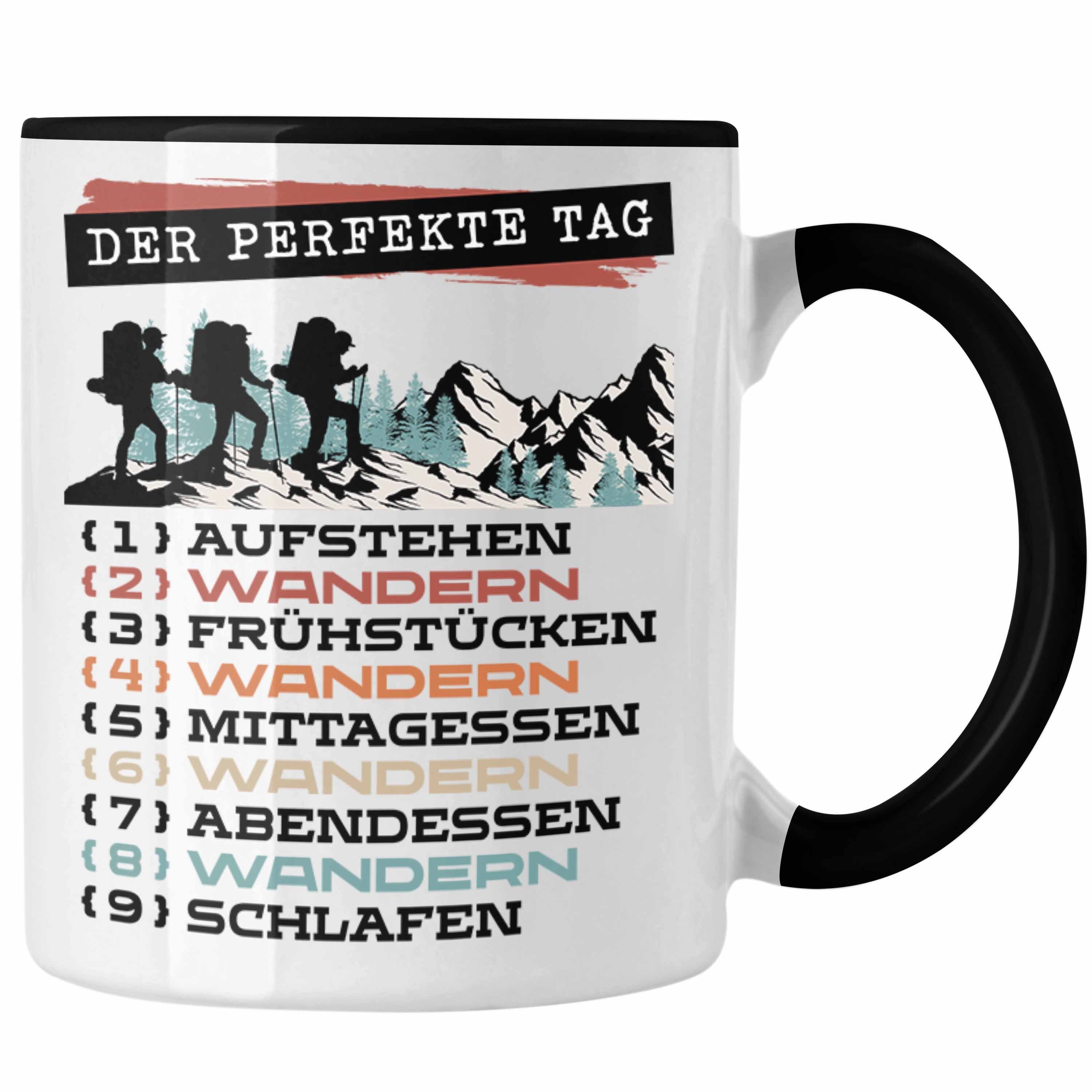 Trendation Tasse Trendation - Wandern Tasse Geschenk für Wander-Fans Berge Spruch Der P Schwarz