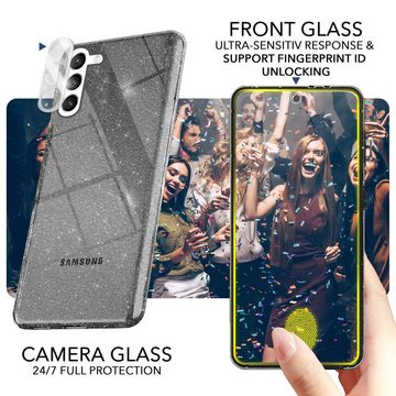 Nalia Smartphone-Hülle Samsung Galaxy S23, Klare Glitzer Silikon Hülle / 2x Display- & Kameraschutz / Bling Cover