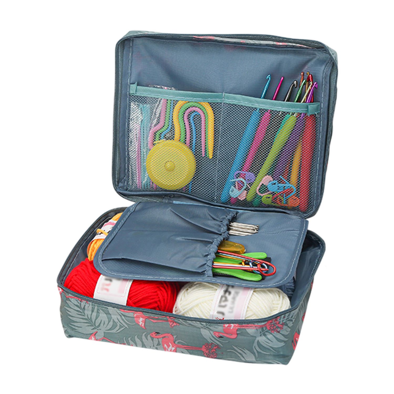 Refttenw Häkelnadeln Häkelset für Anfänger 59-tlg Stricktasche mit Häkelnadeln und Garn, Hakelnadelsets mit Häkeltasche