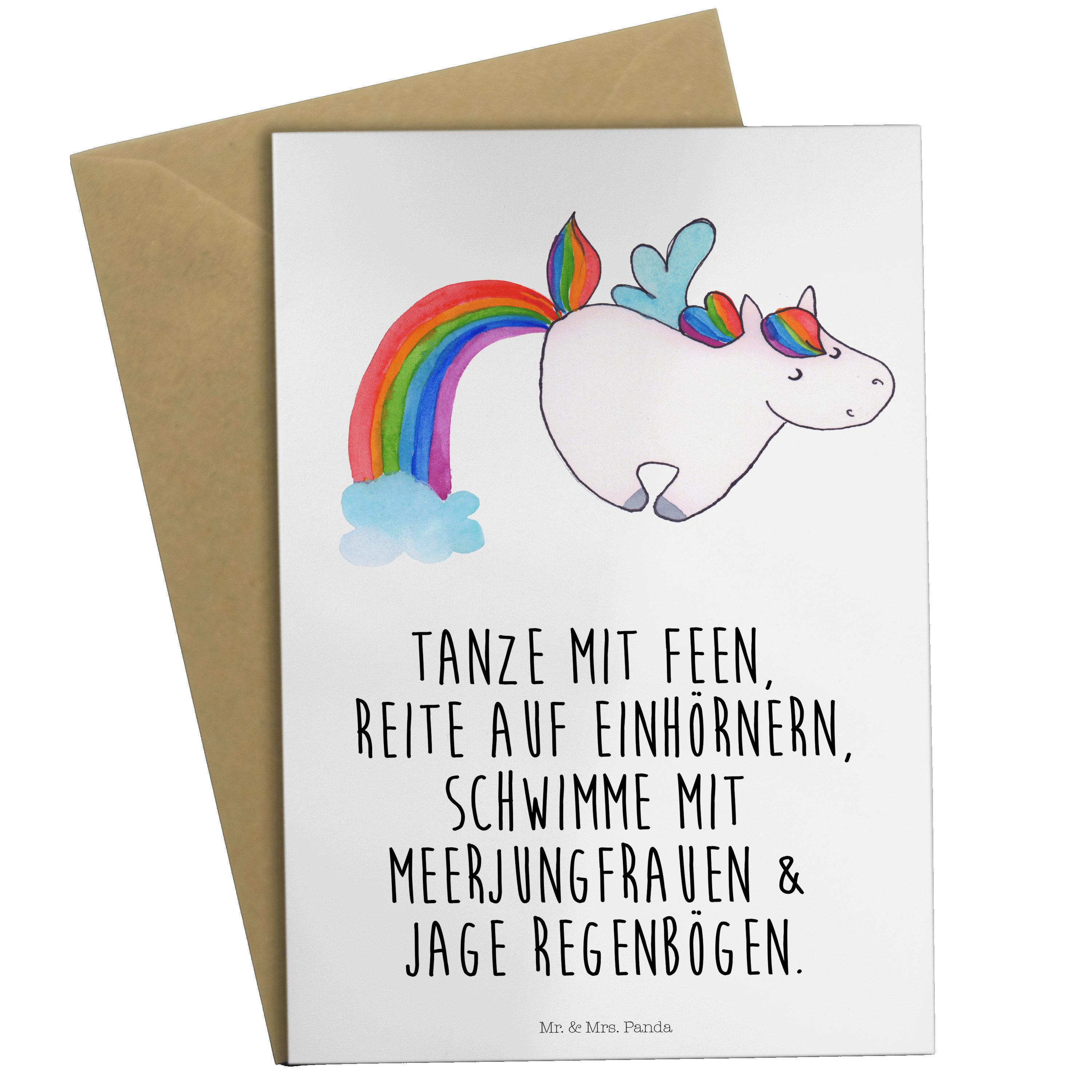 Mr. & Mrs. Panda - Grußkarte Hochzeitskarte, - Weiß Pegasus Unicorn Geschenk, Glitzer, Einhorn