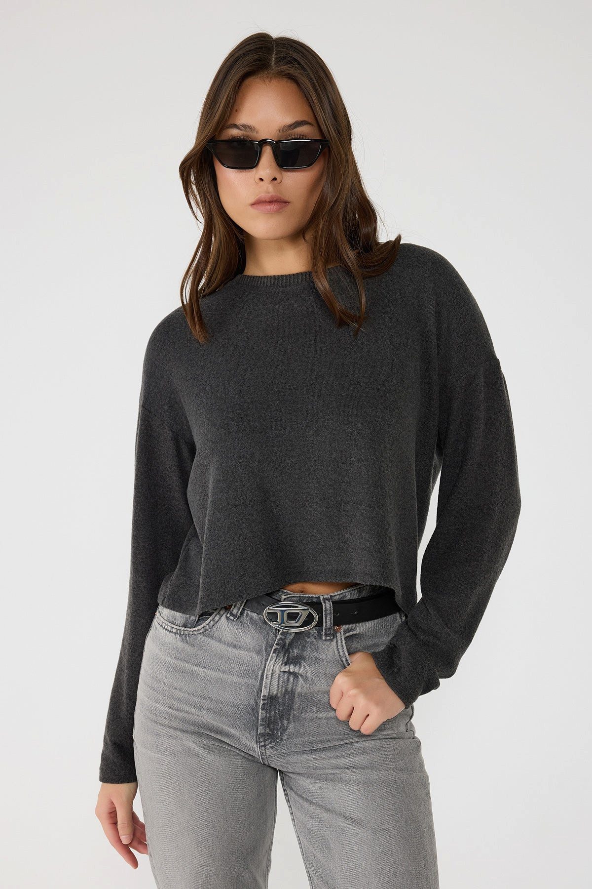 No Matter What Blusentop Langarmbluse mit Rundhalsausschnitt