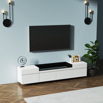 REDOM TV-Schrank (Fernsehtisch, mit verstellbaren Einlegeböden) TV-Schrank, Fernsehtisch, mit 2 Scharniertüren und 1 Schublade