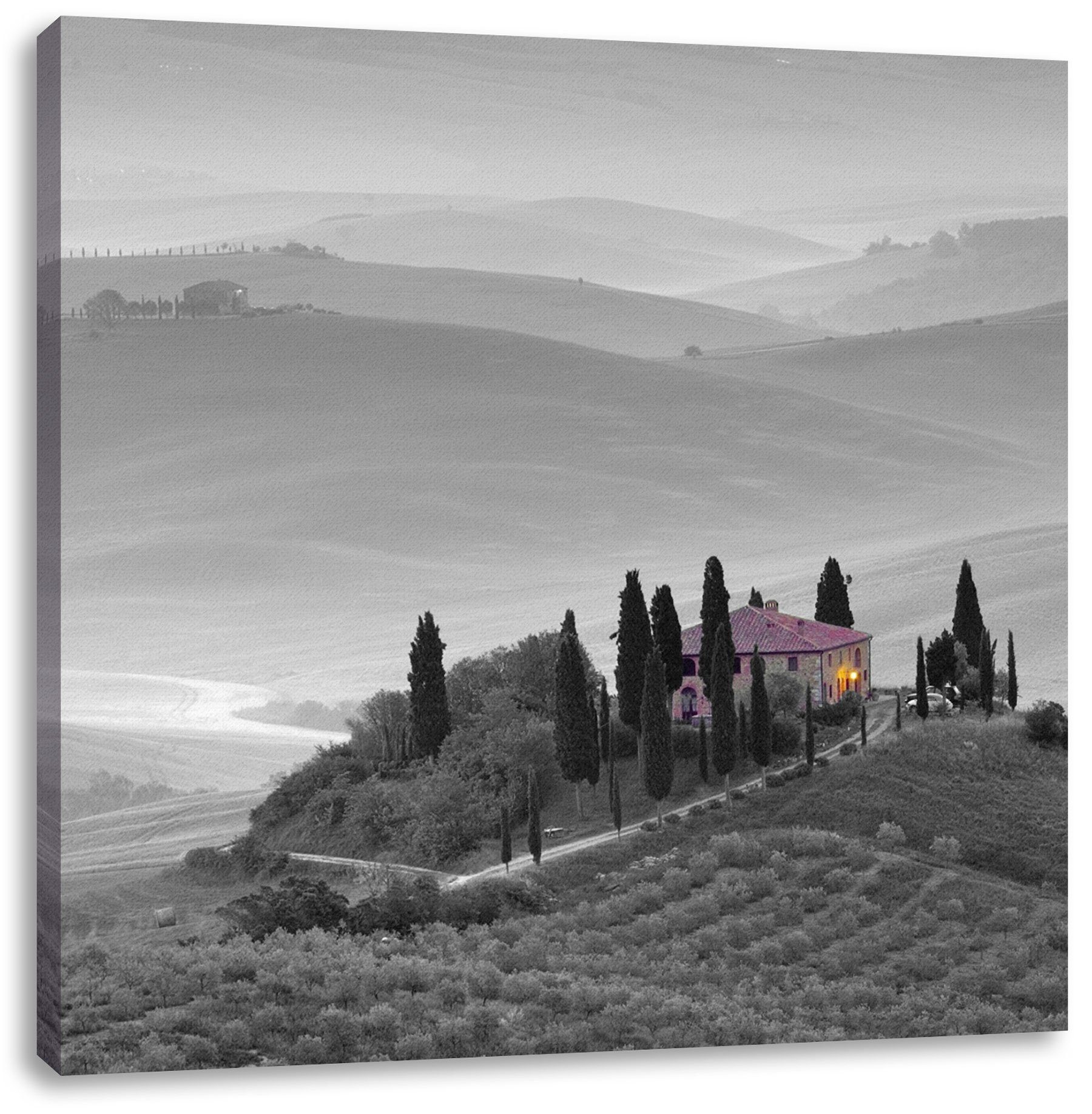 Pixxprint Leinwandbild schöne Toskana Landschaft, schöne Toskana Landschaft (1 St), Leinwandbild fertig bespannt, inkl. Zackenaufhänger