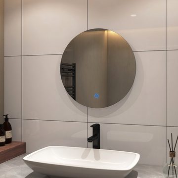 S'AFIELINA Badspiegel »LED Badspiegel Rund Wandspiegel mit Beleuchtung Badezimmerspiegel«, Touch Schalter,Kaltweiß 6500K,Einstellbare Helligkeit,IP44