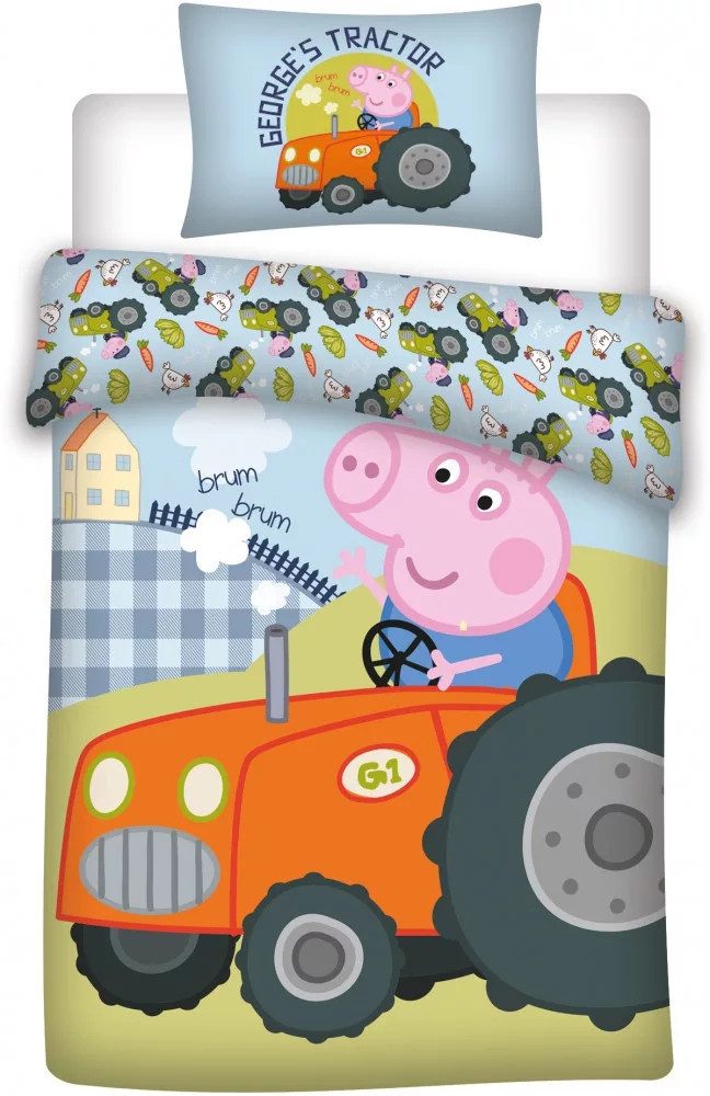Kinderbettwäsche Wutz Traktor Natur Kinder Bettwäsche Set Unisex Wendebettwäsche