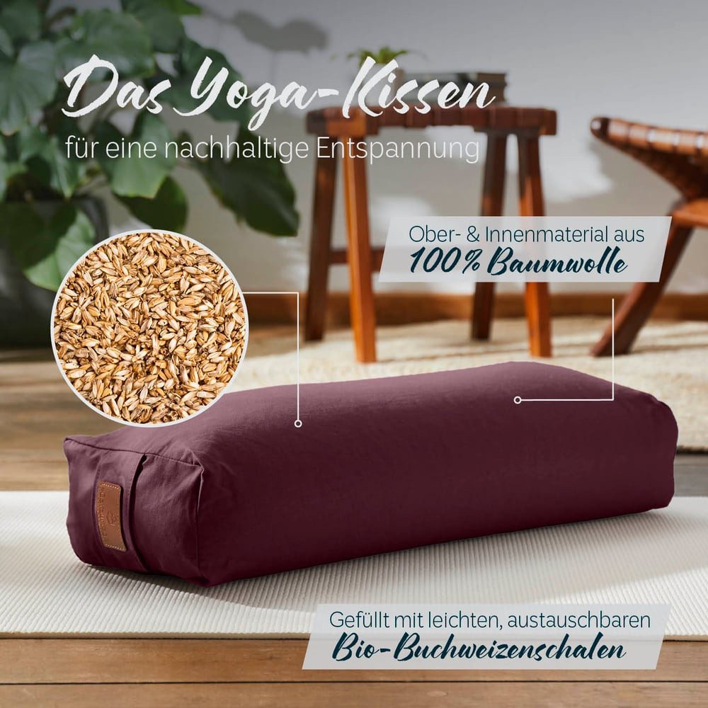 #DoYourYoga Yogakissen Yoga Bolster Paravati, gefüllt mit Bio-Buchweizenschalen,Yogakissen 67x22x13cm