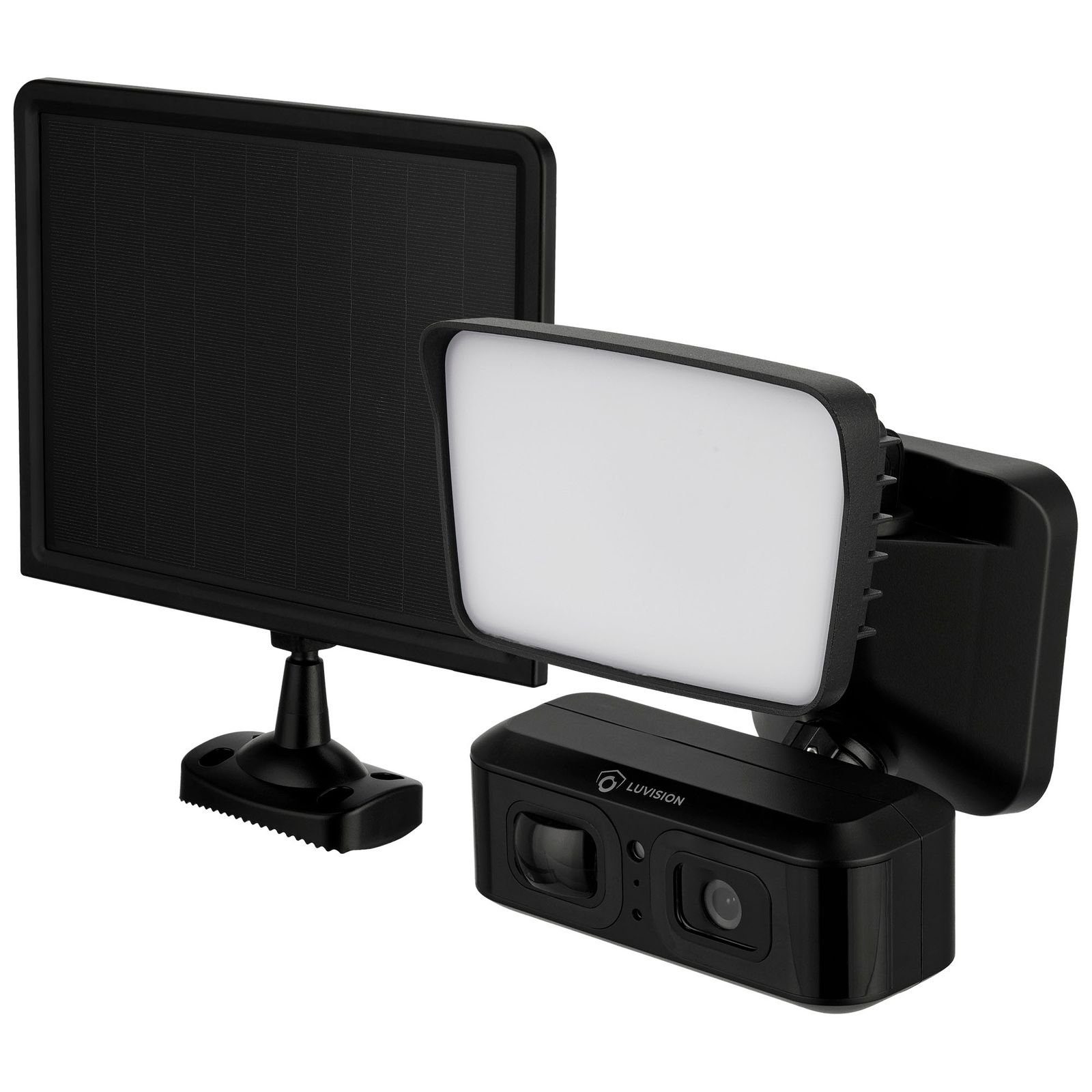 LUVISION Überwachungskamera LV-G-2034 (Außenbereich, WLAN Solar Flutlicht Überwachungskamera Solarpanel Lampe Außenleuchte, LED Leuchte mit Funk Kamera steuerbar per App)