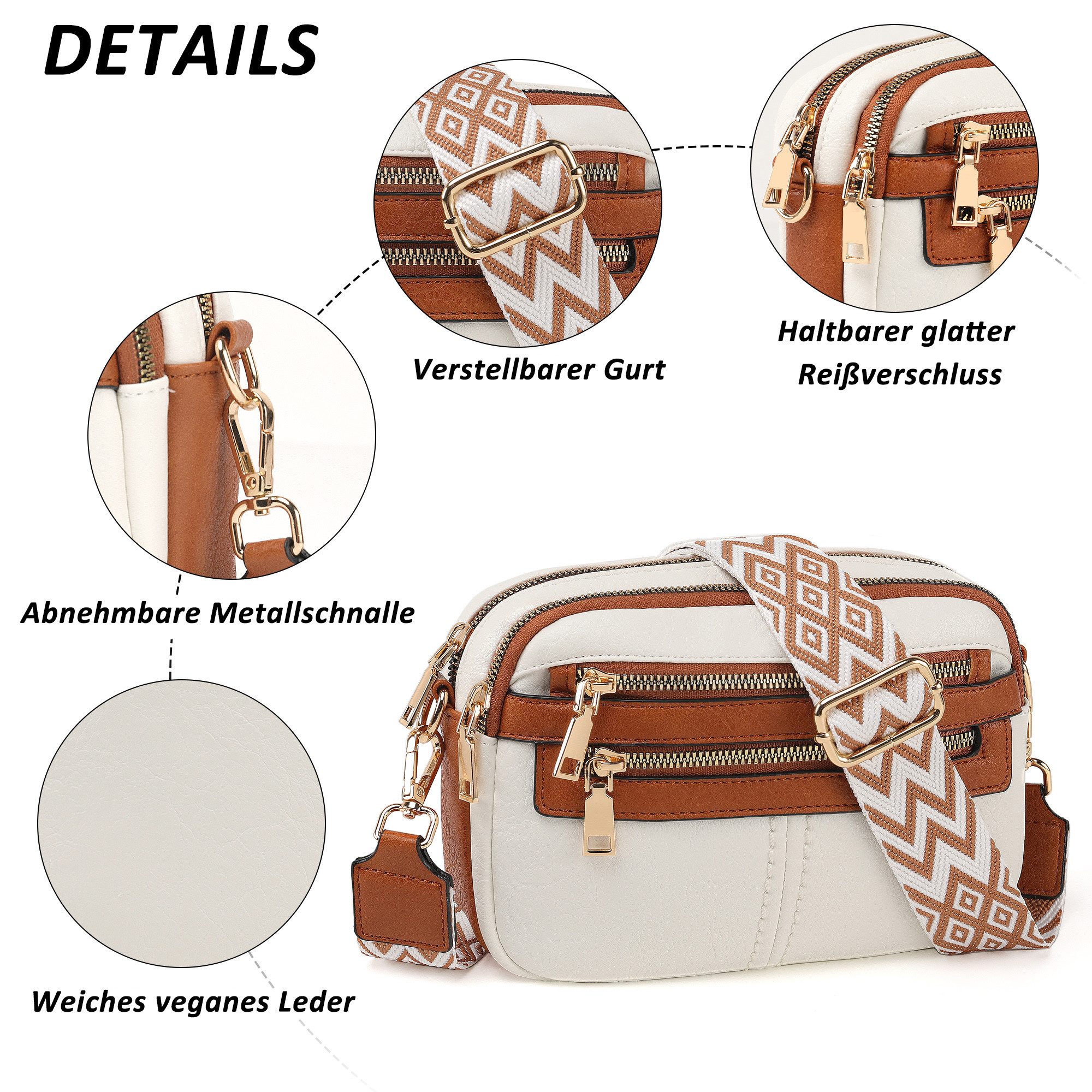 TAN.TOMI Umhängetasche Crossbody Bag Damen Umhängetasche Moderne Taschen Modisch, Vielseitig mit Verstellbarer Schulterriemen