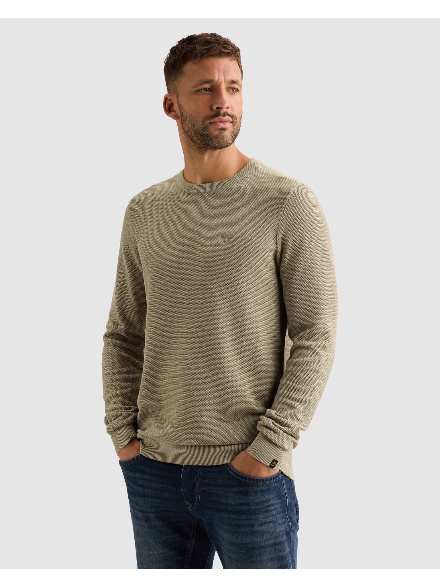 PME LEGEND Rundhalspullover mit Logo Stickerei