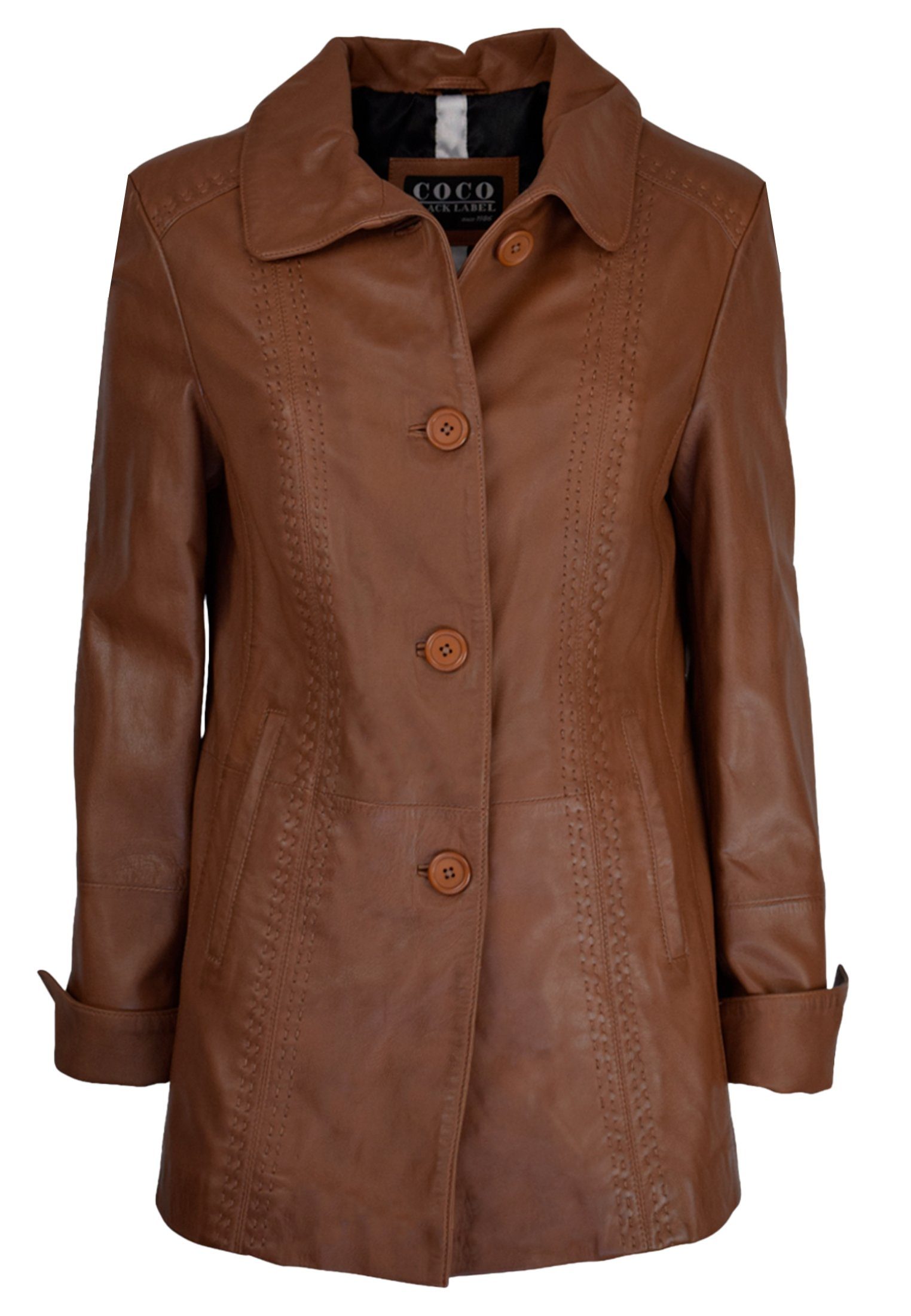 COCO Black Label since1986 Lederjacke Damen Leder Kurzmantel Ilona klassiche Lederjacke mit ziehrnaht