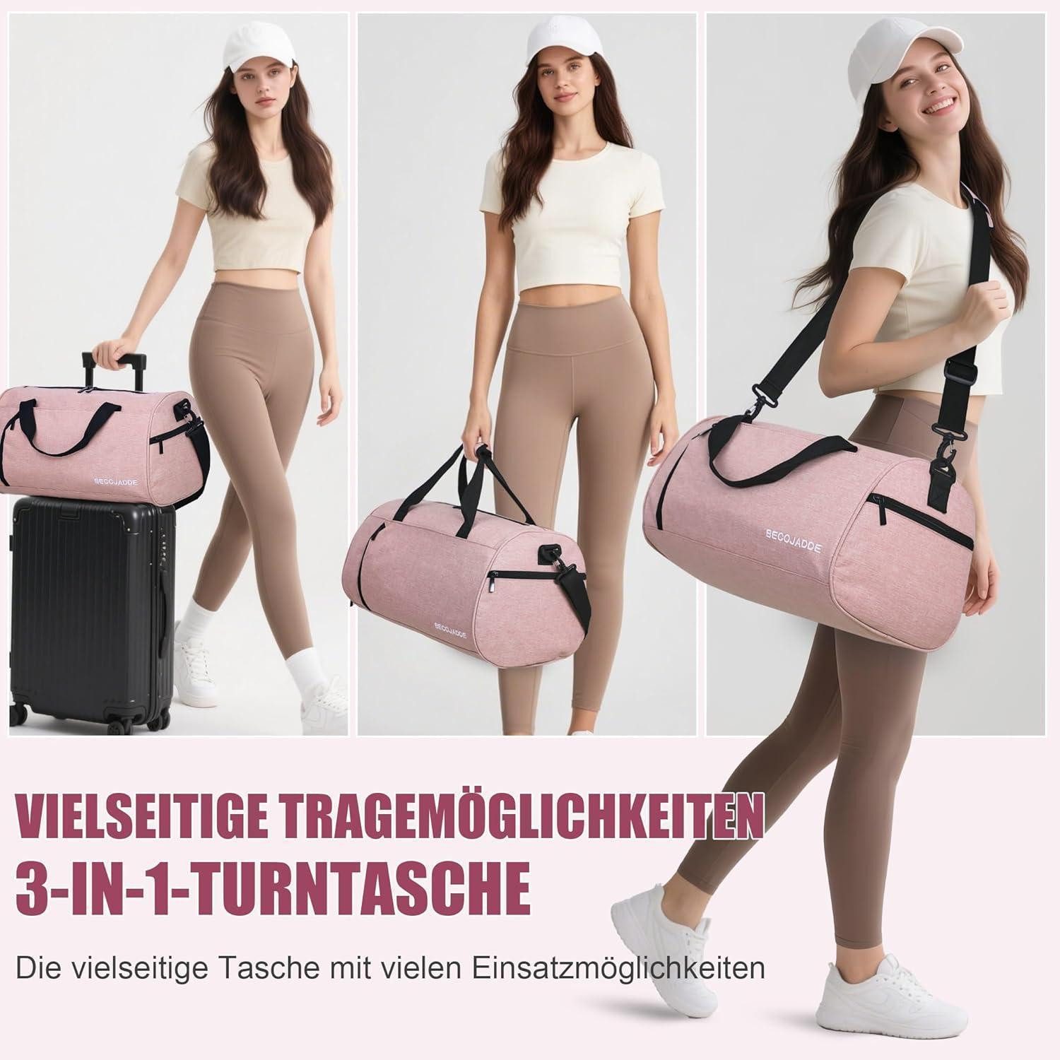 LuxusKollektion Sporttasche Sporttasche Reisetasche Handgepäcktasche Schuhfach Nassfach 35L Rosa