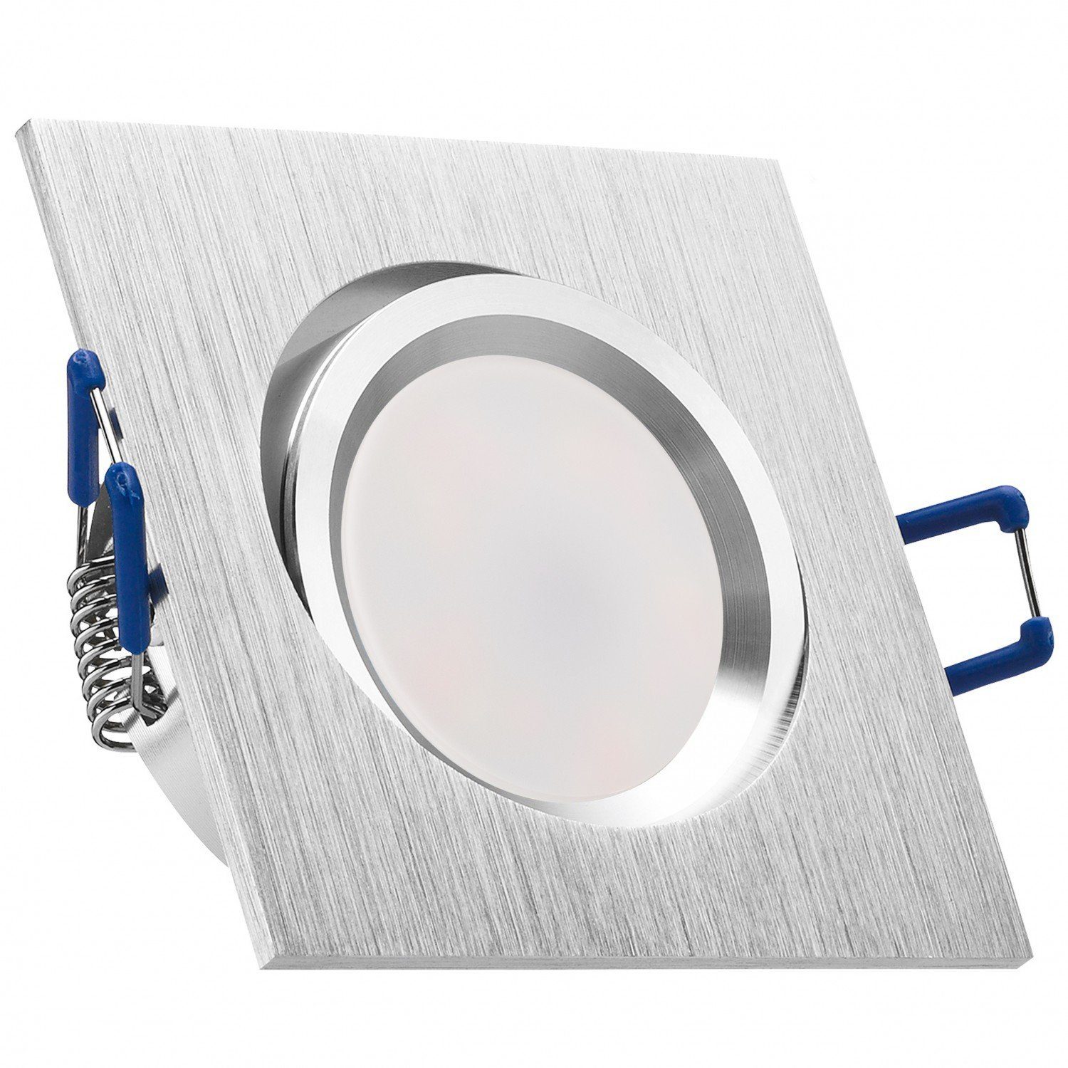 LEDANDO LED Einbaustrahler LED Einbaustrahler Set extra flach in aluminium gebürstet mit 5W Leuch