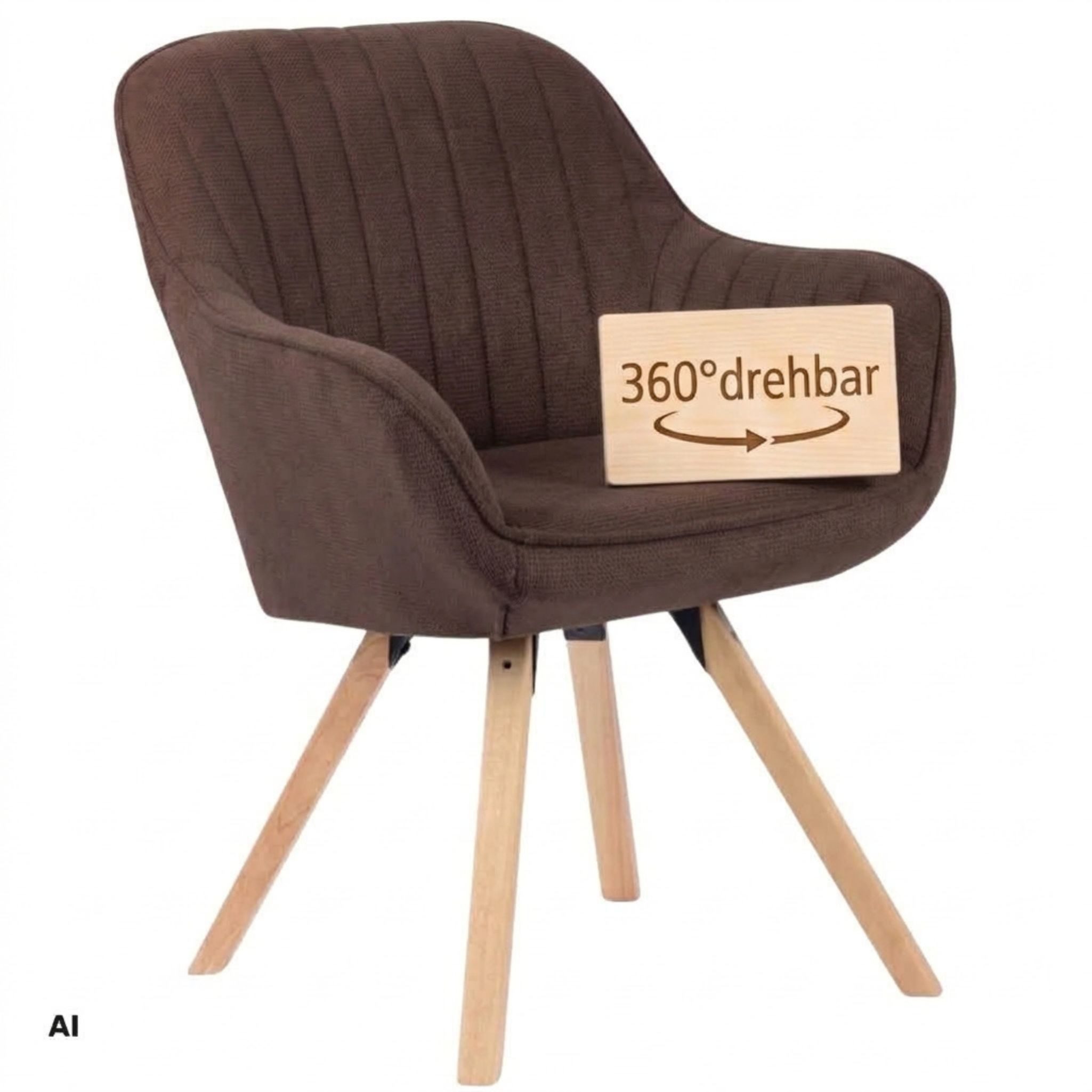 MR.DEKO Esszimmerstuhl Schminktisch Stuhl Matera Esszimmerstuhl drehbar FSC®-zertifiziert (einzelnd, oder als Set erhältich für Küche und Esszimmer, 1 St), Armlehnstuhl drehbar 360°, Essstuhl Massivholz 59x84x61cm