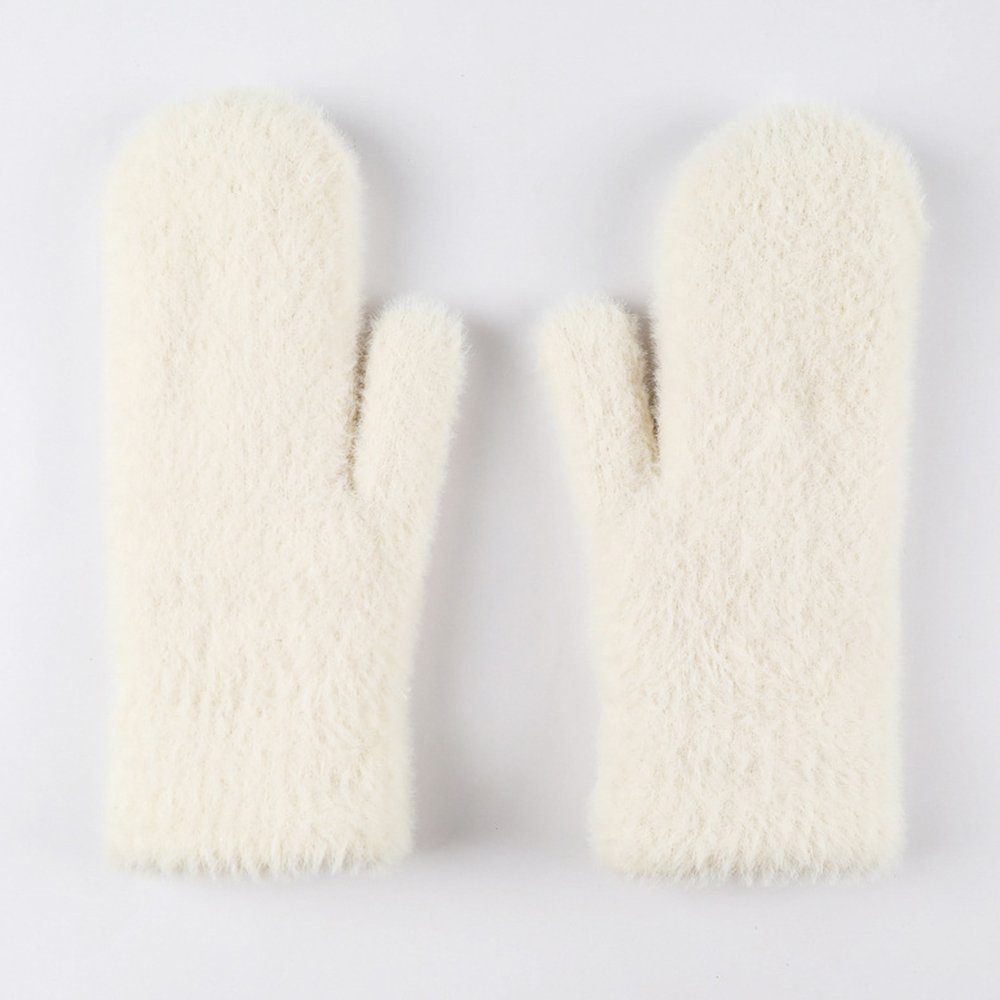 ZanMax Trikot-Handschuhe Modische warme Winterhandschuhe für Damen (Einheitsgröße) Weiß | Sporthandschuhe